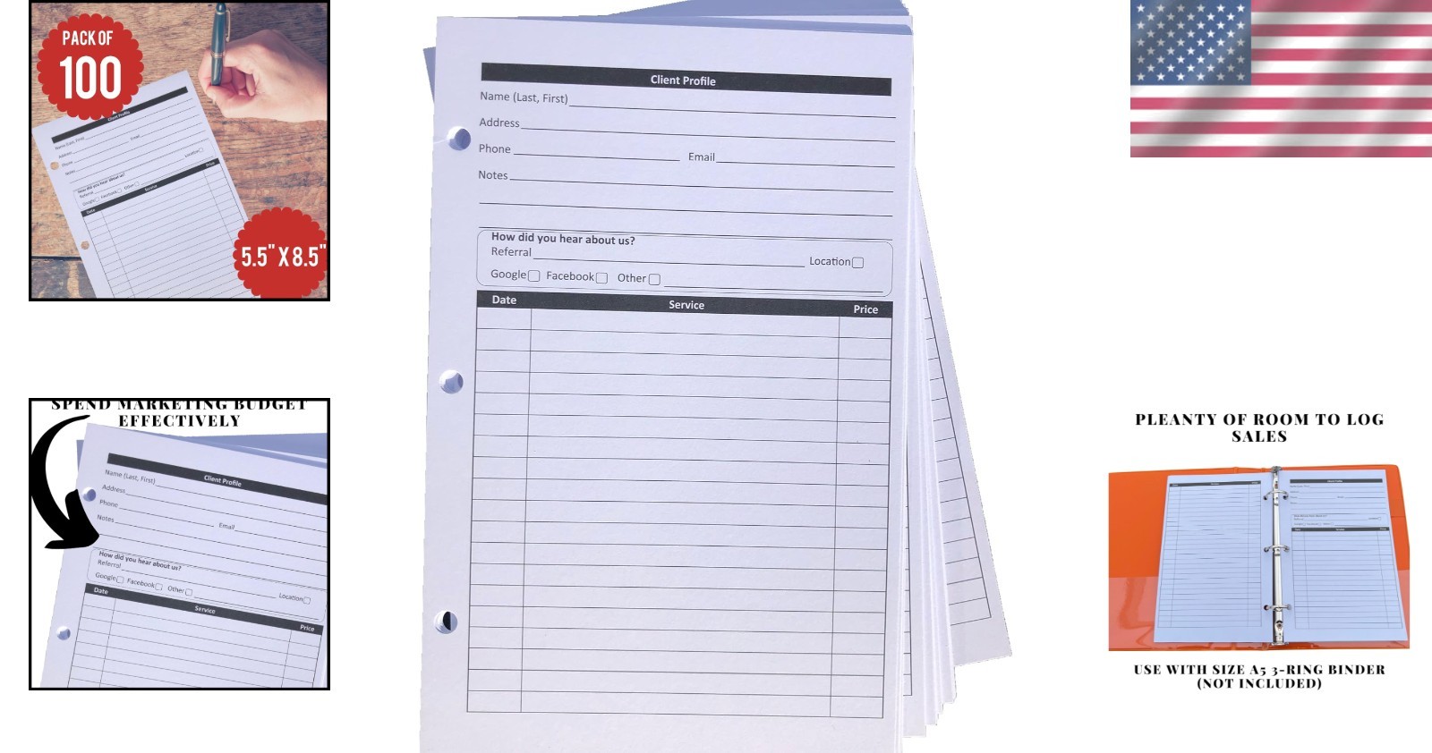 5.5 x 8.5 Cardstock Binder Inserts – Client Profile Management Made Easy