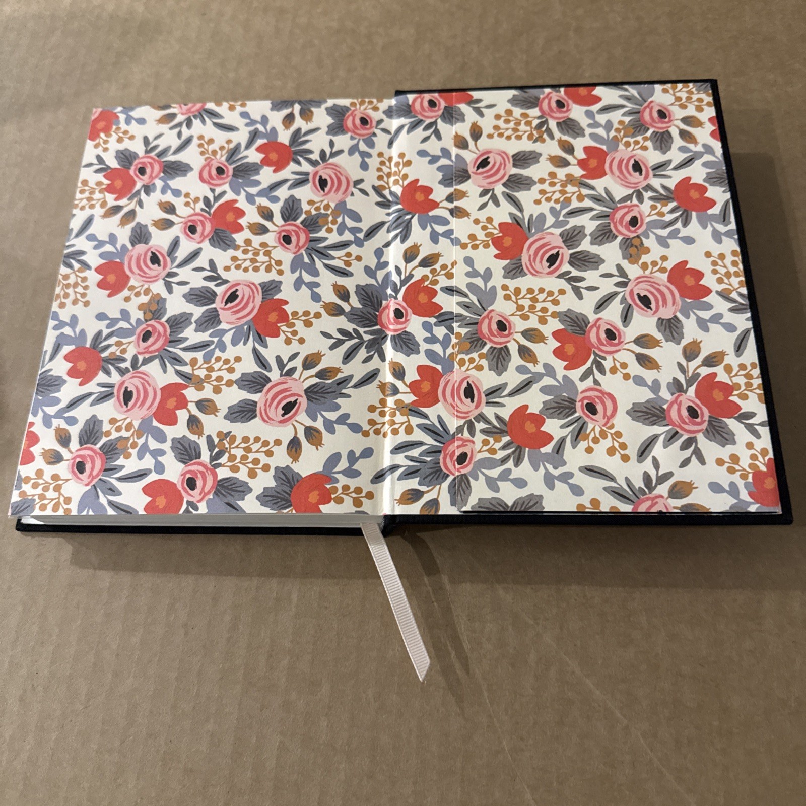 Rifle Paper Company Keepsake Gift Address Book Gold Floral Embossed Black Linen