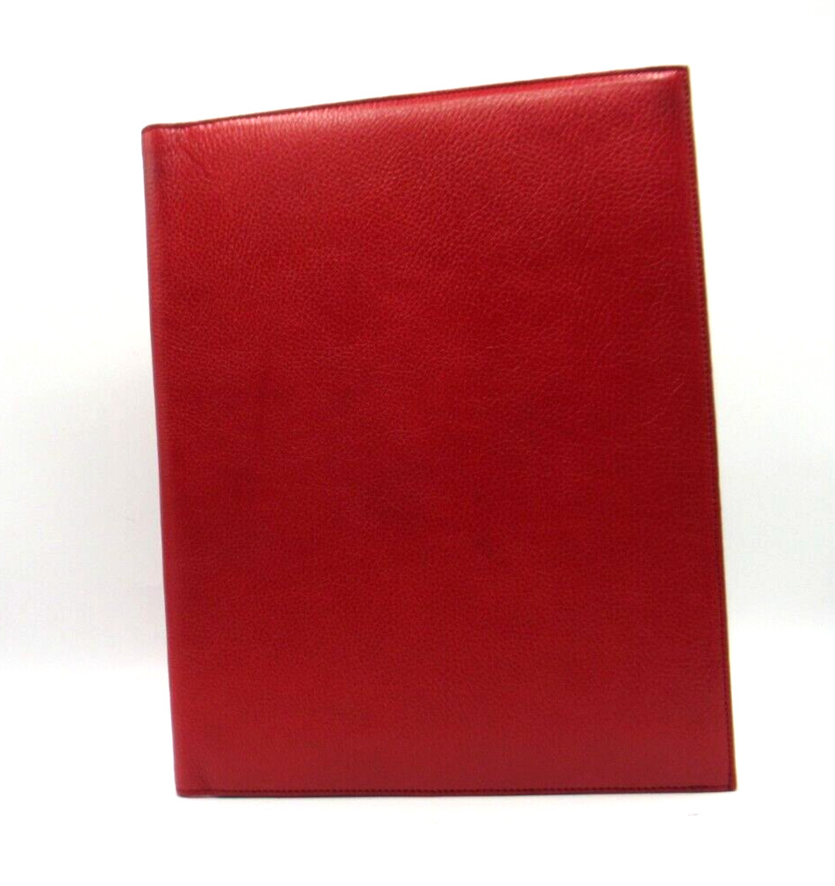 Portfolio Leather Holds 8×10 Pad Notes Pen Business Cards NEW RED