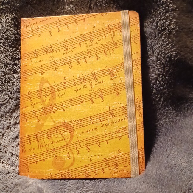 Blank Journal Notebook with Musical Notes Cover and Elastic Closure