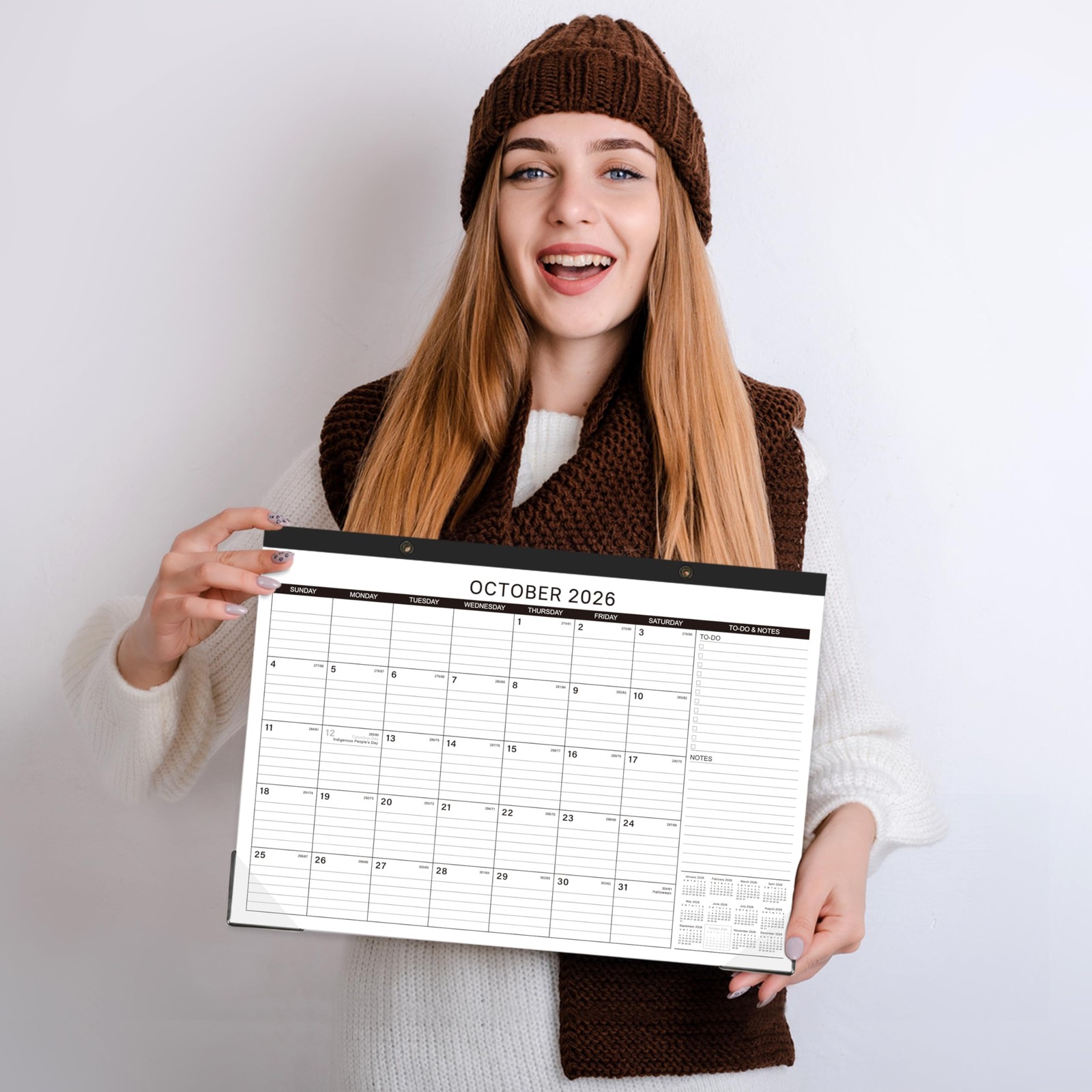 Desk Calendar 2026-2027 – 18 Months Wall 2026-2027, 17″ x 12″, black