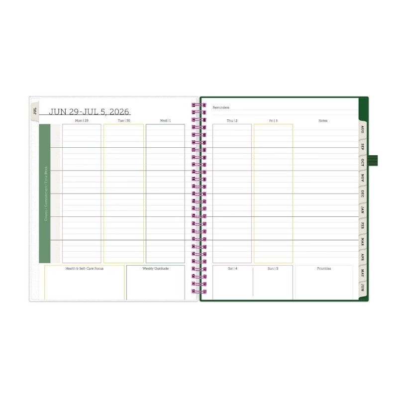 Blue Sky Your Year College Weekly/Monthly Planner Wirebound 7″x9″ Green Date