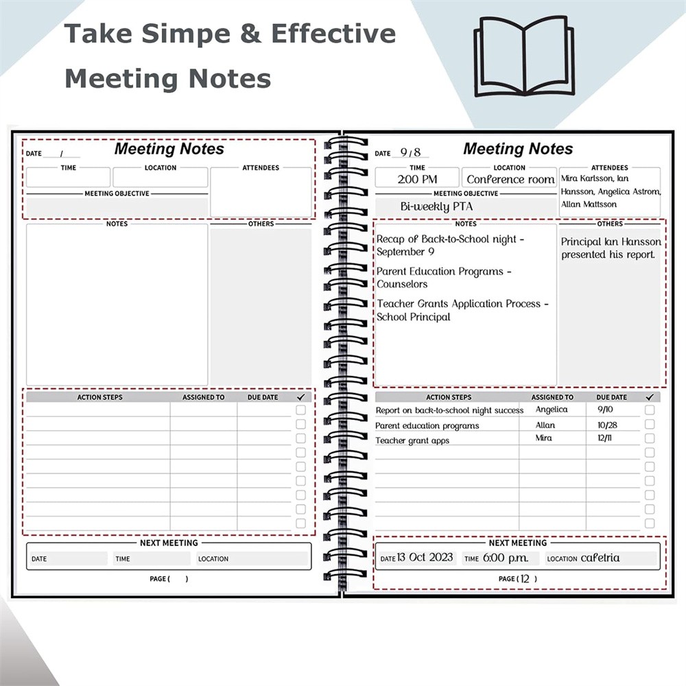 B5 Notebook for Work Organization Work notebook with action item Office Supplies