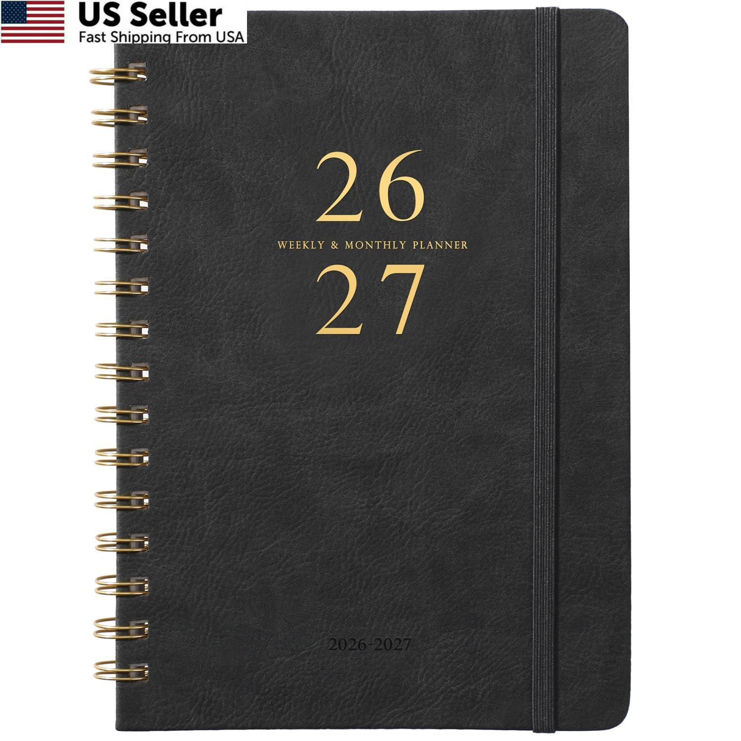 Planner 2026-2027 – Weekly & Monthly Academic 6.3″ x 8.4″, Grey and Yellow