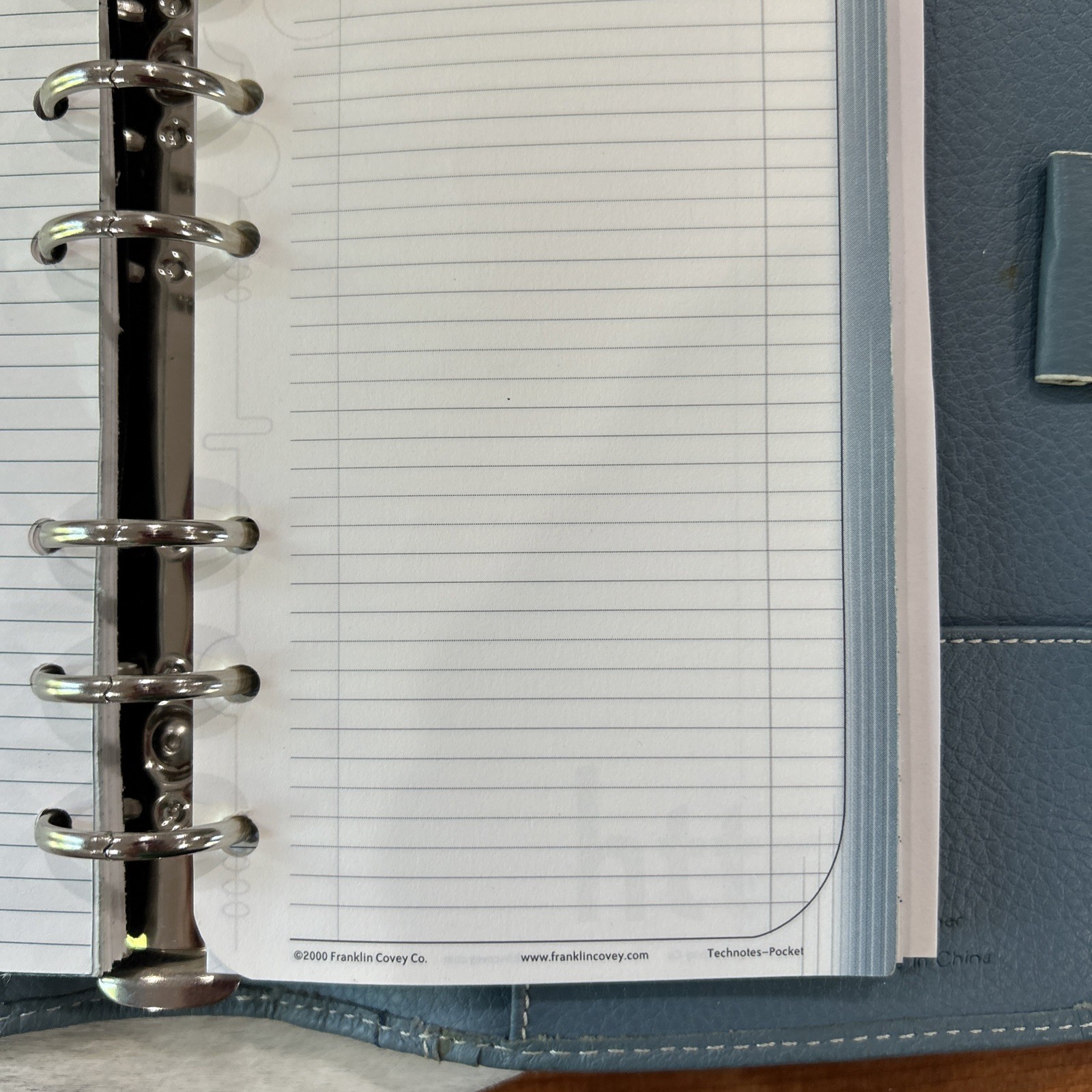 Franklin covey Vintage Full Grain Italian Leather Dusty Blue 6 Ring Planner