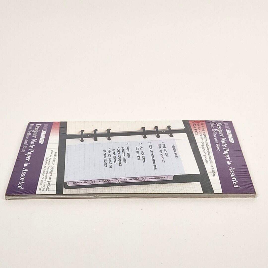 Day Runner Designer Note Paper Asst Refill Pages 033-8902 1994 New 6 Ring 3¾X6¾
