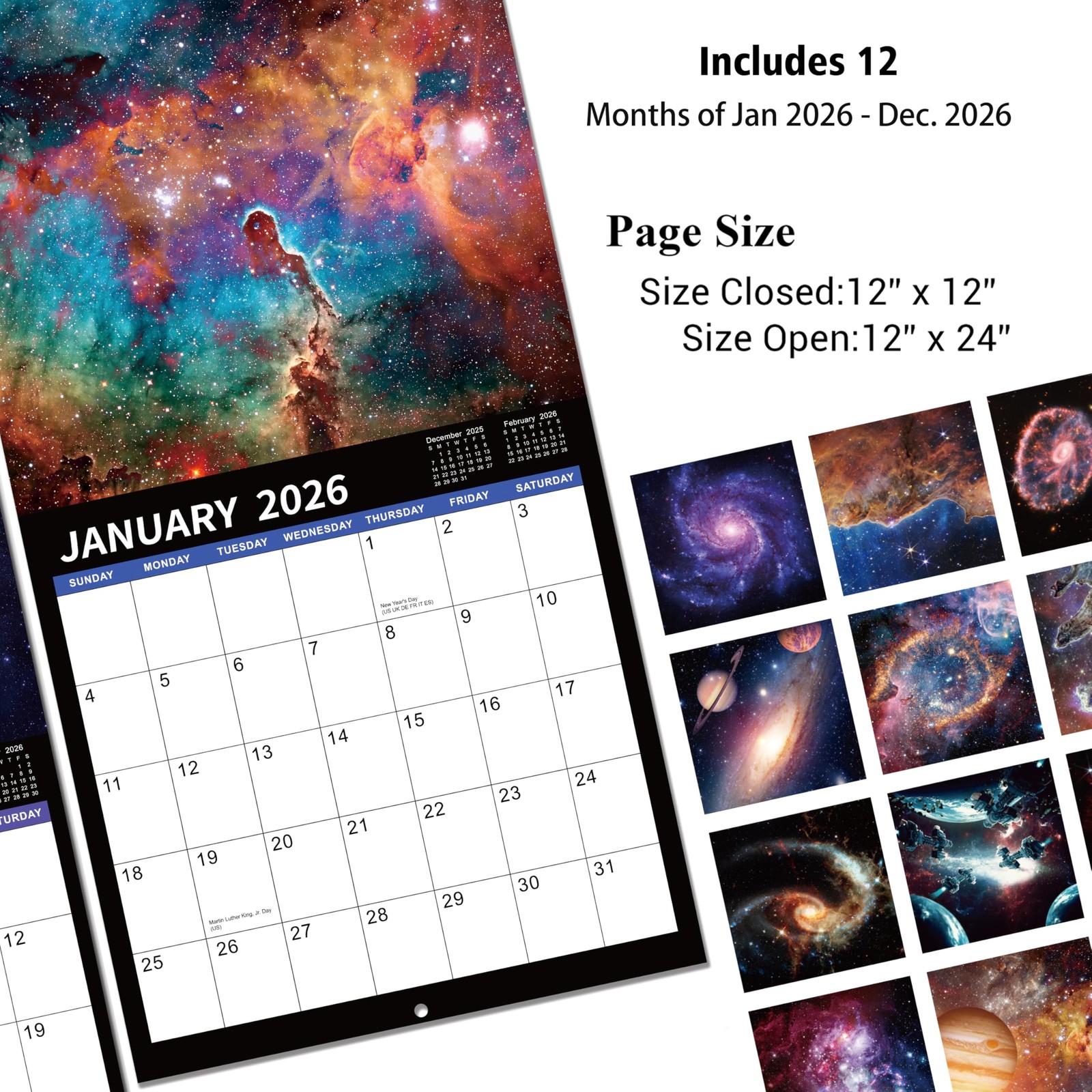 2026 Wall Calendar – 2026 Calendar, 12 12 inch x 12 inch, ‎Multicolored