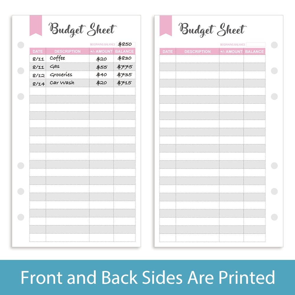 Set of 90 Sheets Expense Tracker, 6-Hole Punched Budget Sheets for A6 Budget …