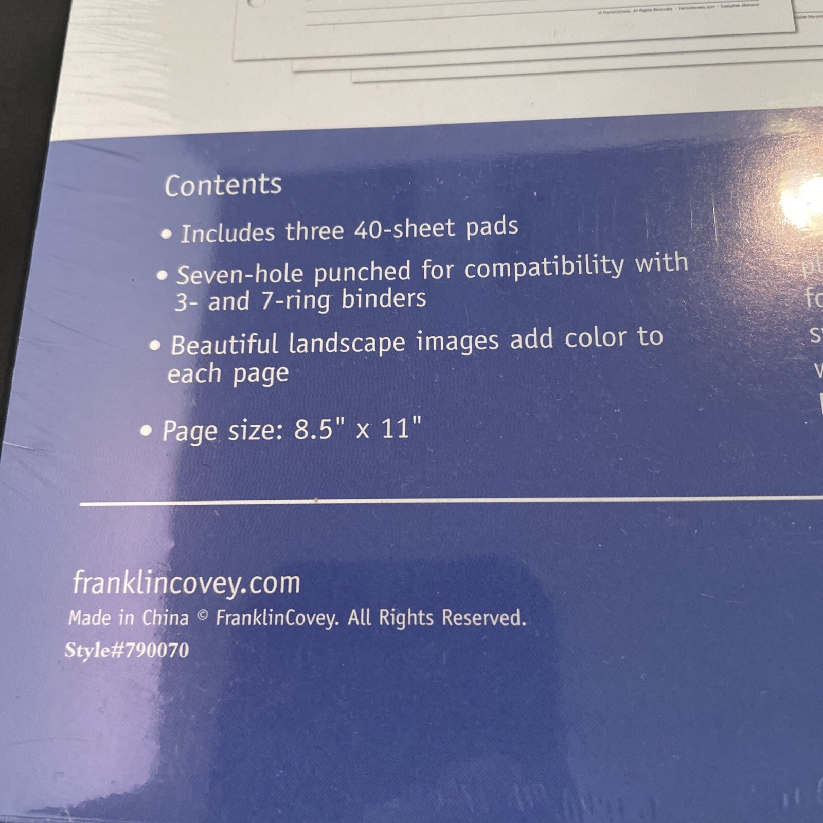 Franklin Covey 8.5” X 11” Notepad Refill Leadership (3) 40 Sheet Pads 3 & 7 Ring