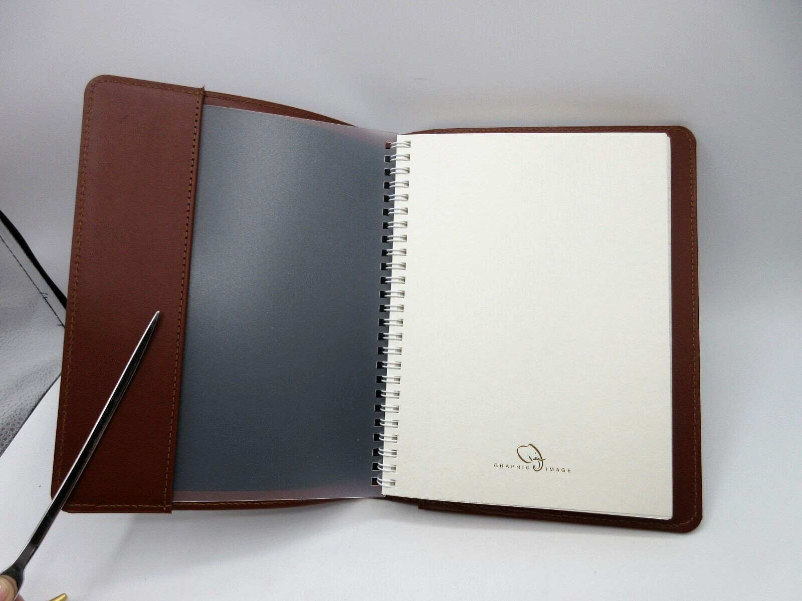 Jos. A. Bank Notebook 9″ Leather Cover Refillable Spiral 144 Lined Pages Brown