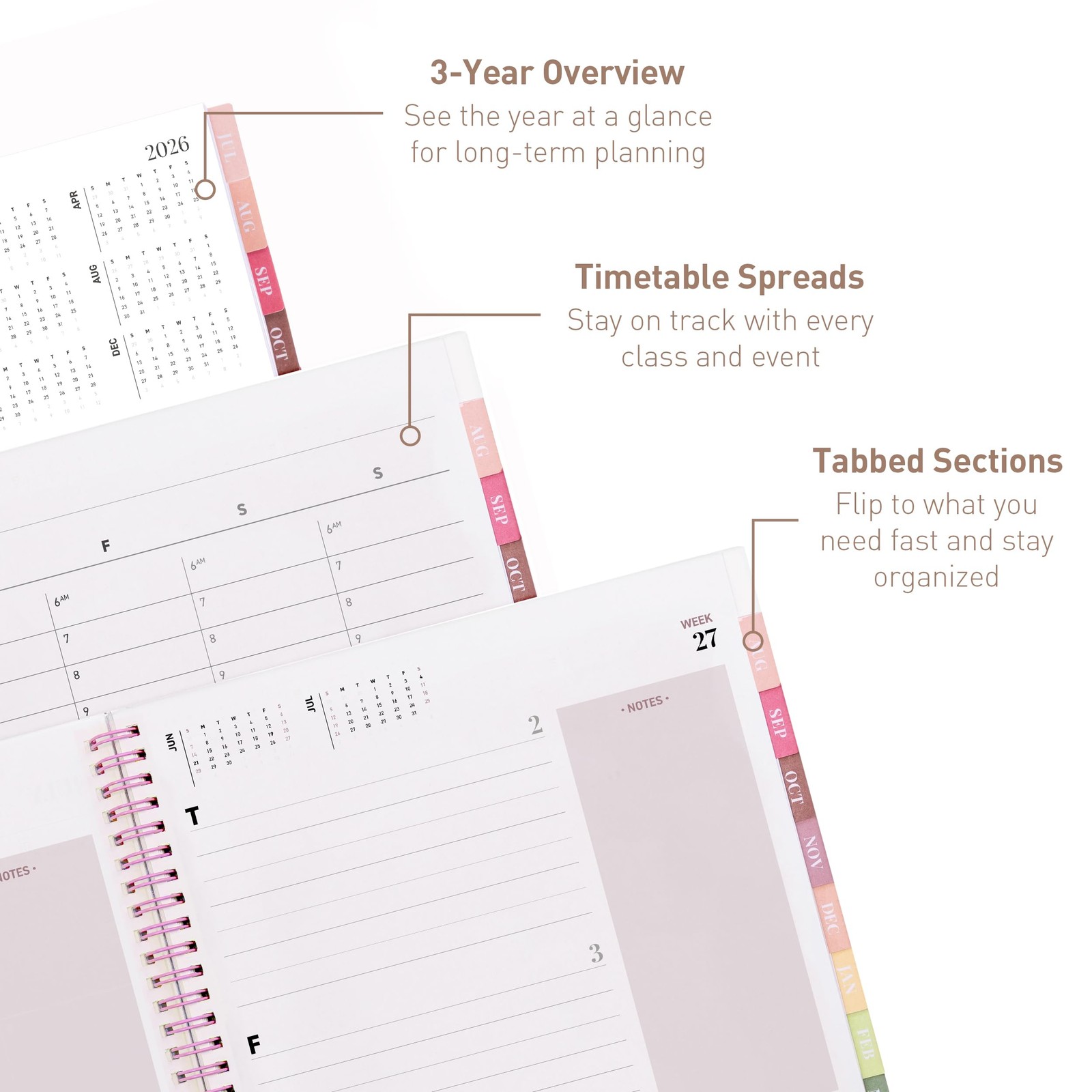 Rileys Academic Planner 2026-2027, (2026 – 2027) 8.5 x 11 Inch, Pink – Chunky
