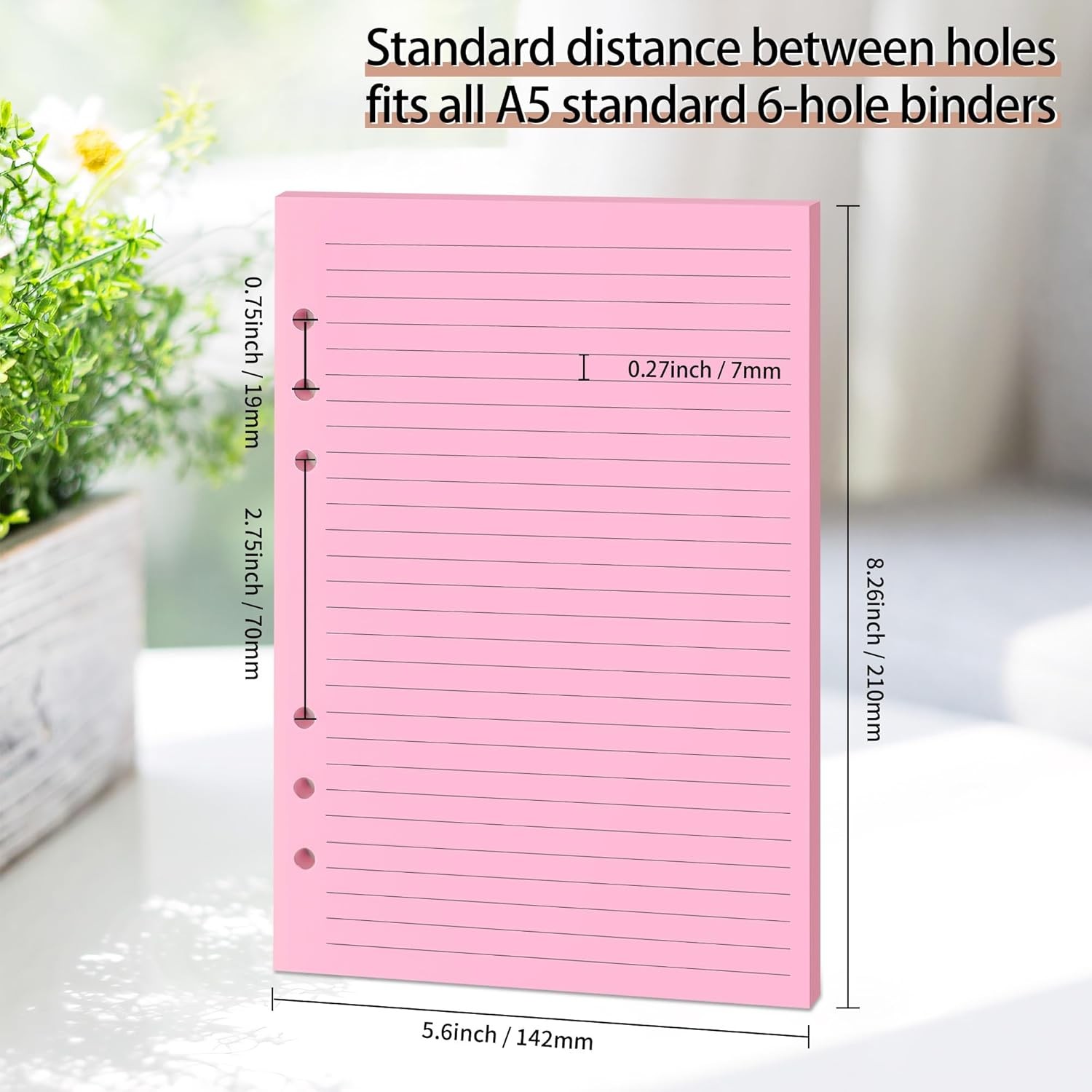Lined Refill Paper 2 Pack A5 Colorful Ruled Journal Fillers 100 Sheets 200 Pages