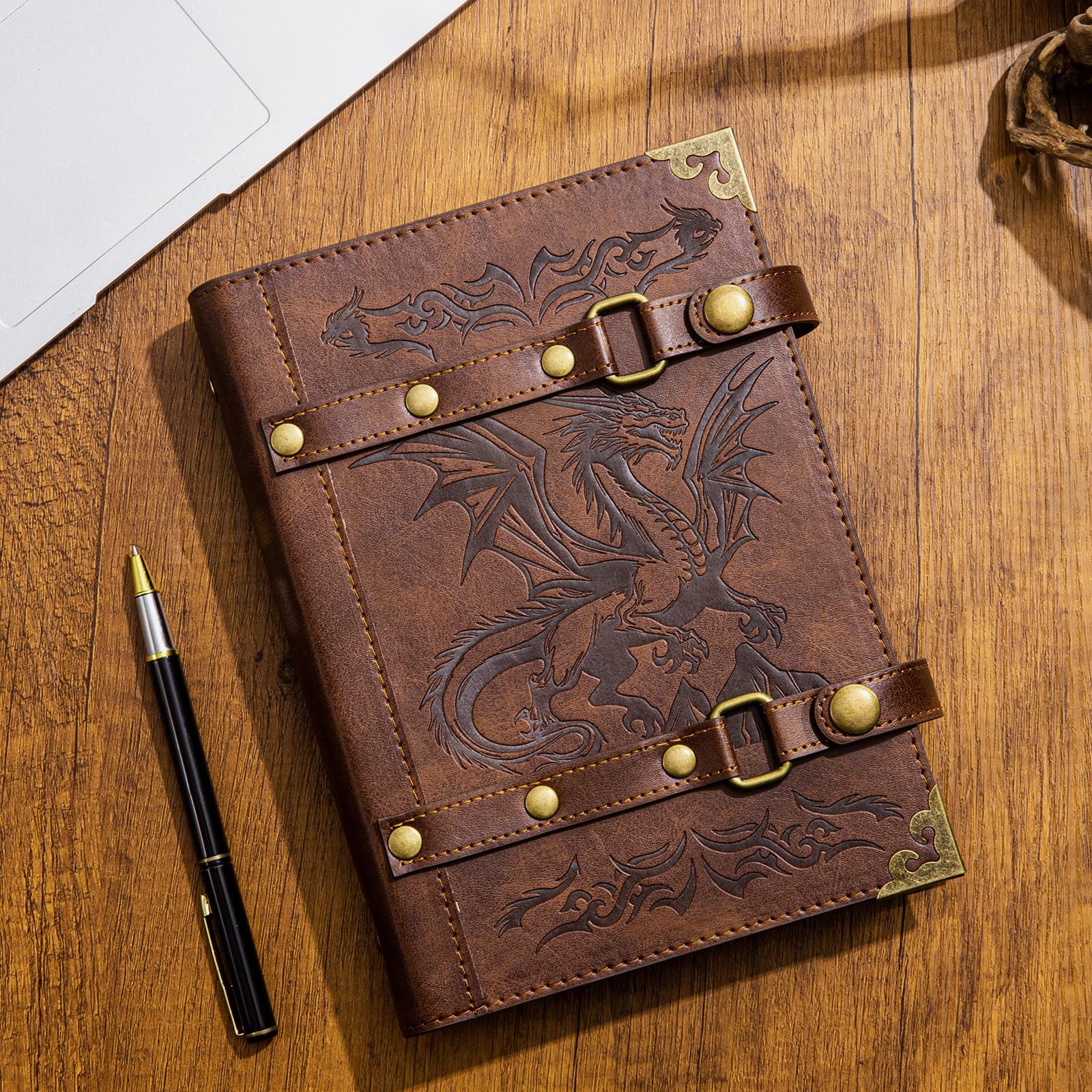 DUROTAN DND Notebook Journal Refillable Leather A5 Binder 400 Pages For Dungeons