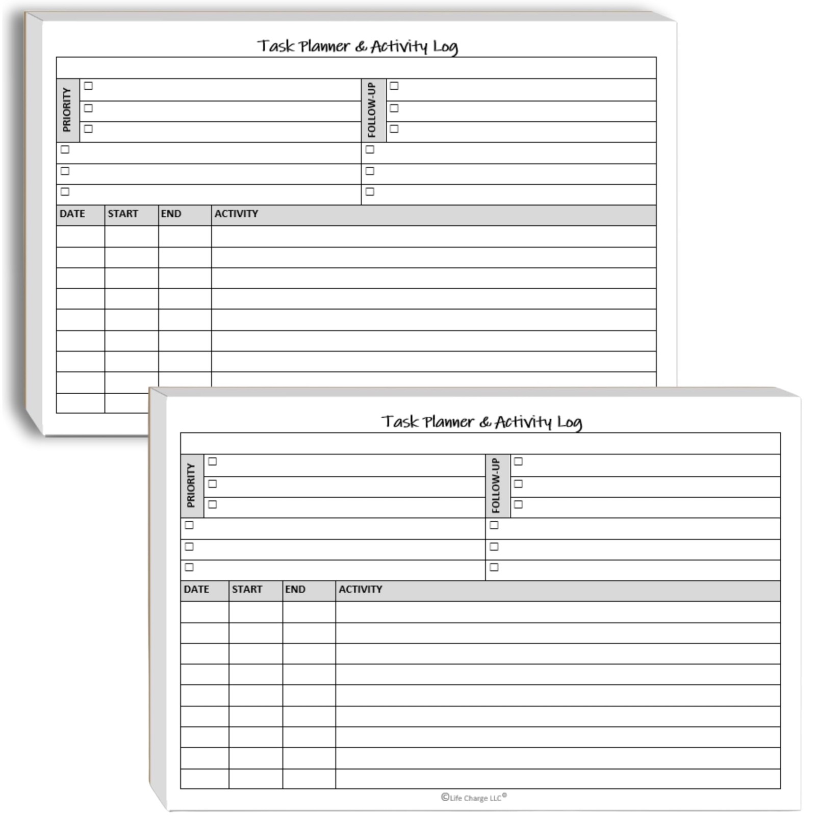 Task Planner & Activity Log Notepad – 60 Page Undated Daily & Hourly Planning