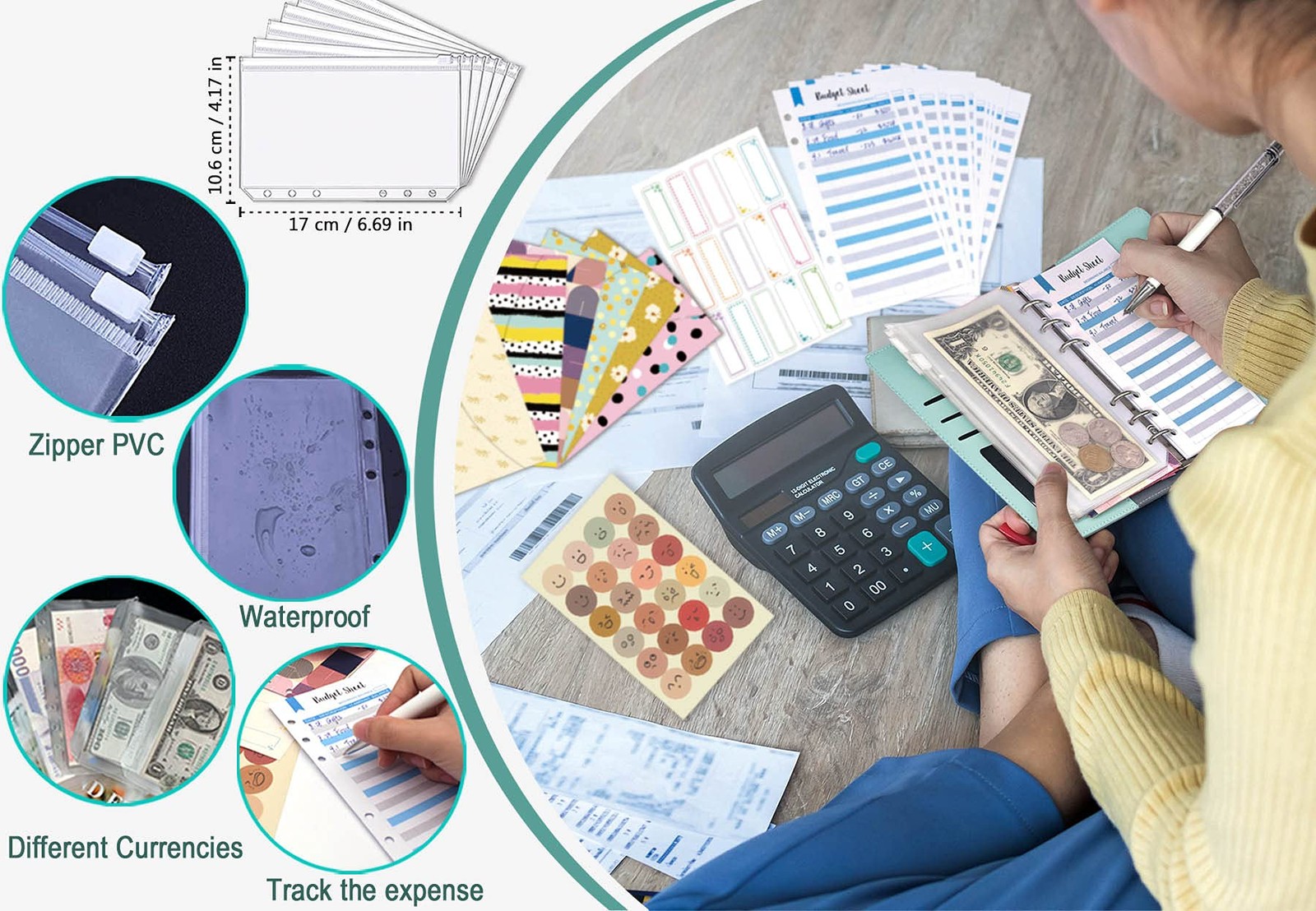 Budget Binder With Zipper Envelopes, Cash Envelopes for Budgeting Money Savin…