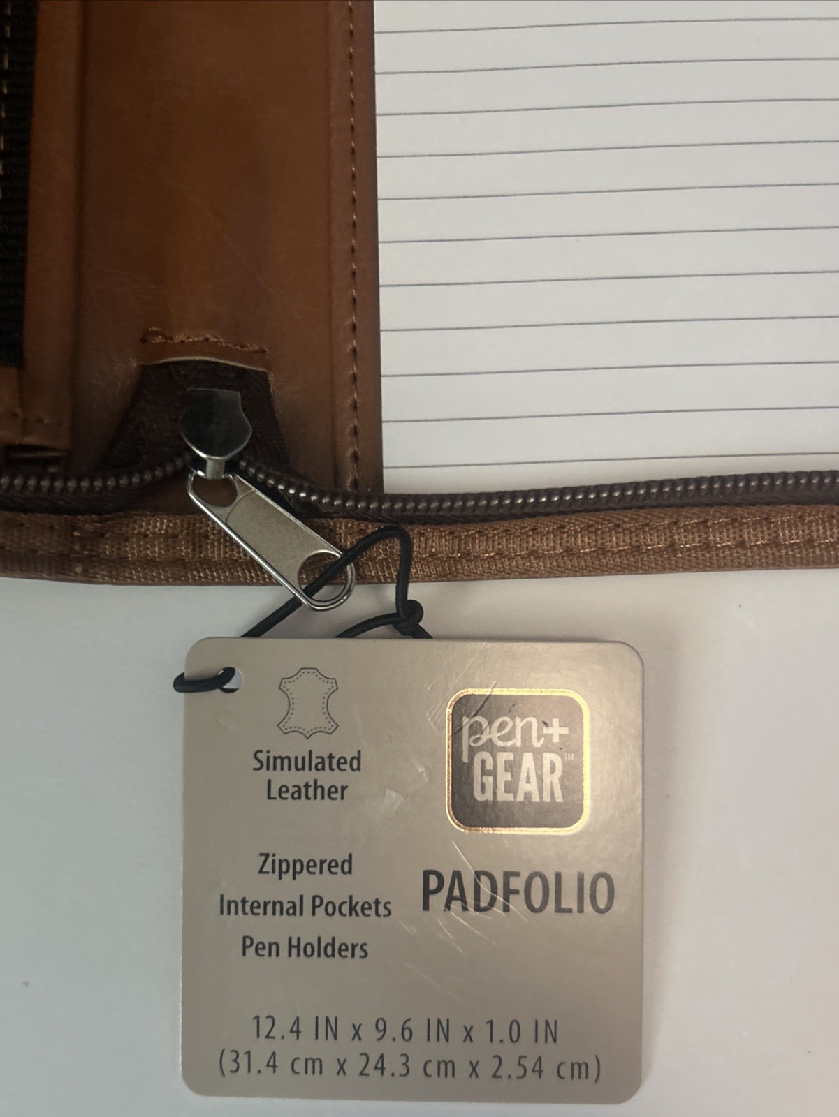 Pen Gear Executive Bonded Leather Professional Padfolio Notepad – Chestnut Brown