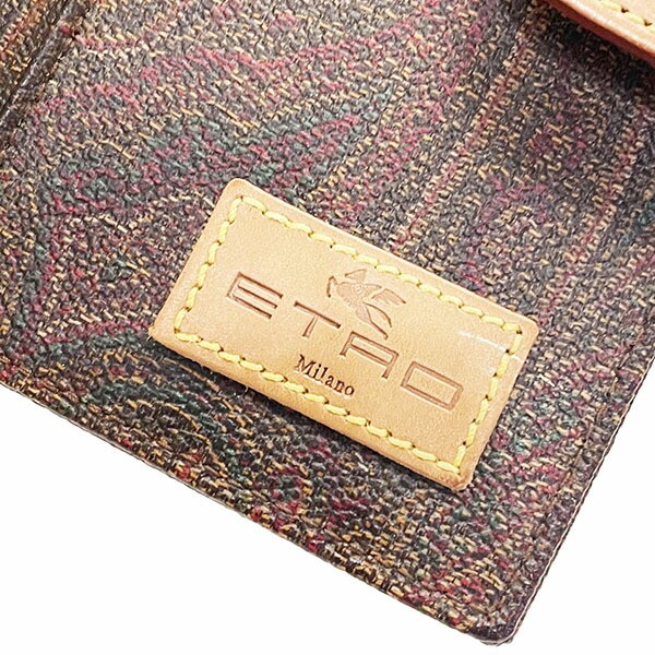 ■Authentic Etro Paisley Notebook Cover, PVC Leather, Multicolor Brown Tones,