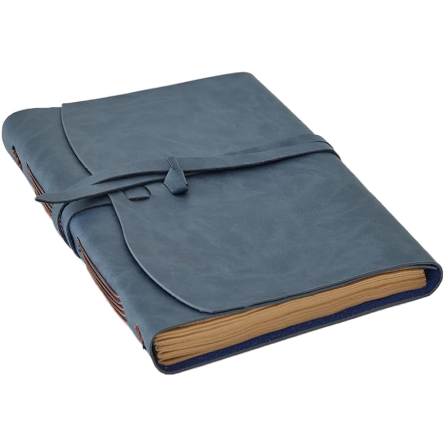 Genuine Leather Journal, 8×10 Vintage Navy Blue Notebook for Artists & Travelers