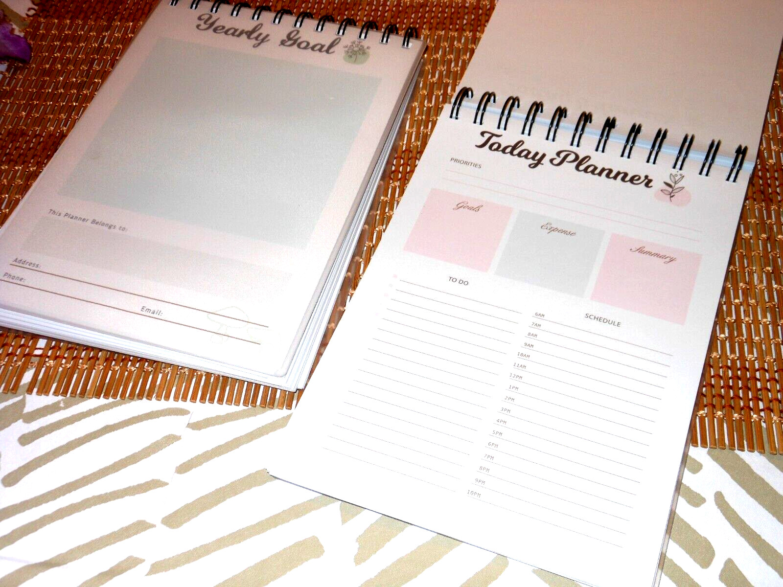 2 X DAILY, WEEKLY , MONTHLY BLANK NOTEPAD PLANNERS & GOALS , SPIRAL