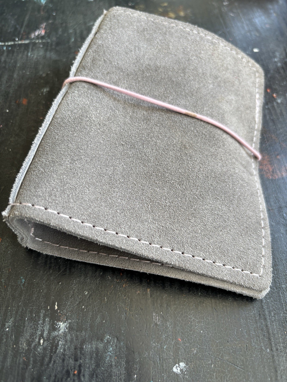 grey genuine suede leather travel journal portfolio organizer