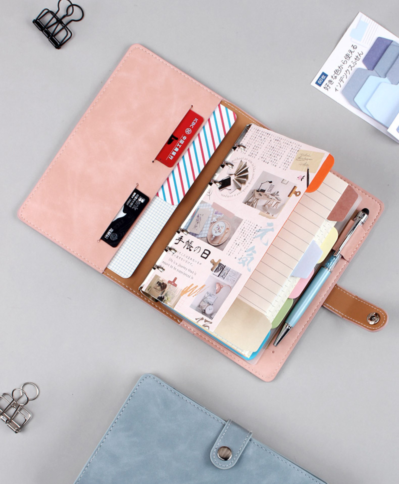 [Flat Ship] Ring Planner PU Leather Binder Insert Refills Pockets A5 / A6