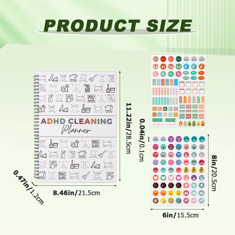 Adhd Cleaning Planner With 2 Sheets Stickers, Cleaning Schedule And Checklist