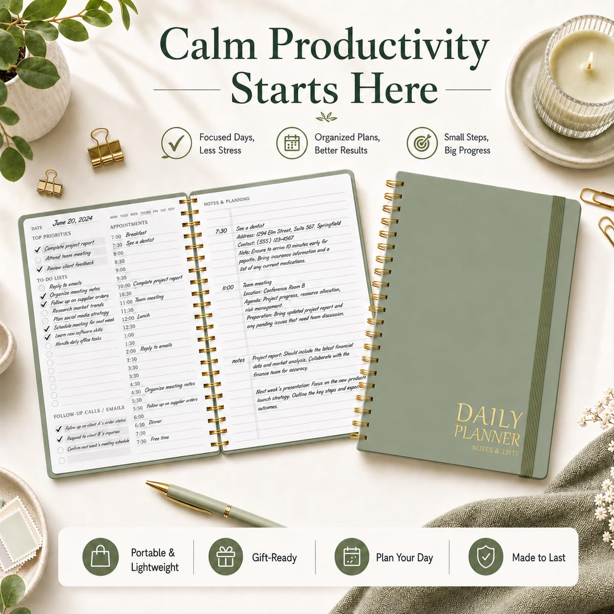 Daily Planner Undated – Simplified To Do List Notebook with Hourly Schedules,…