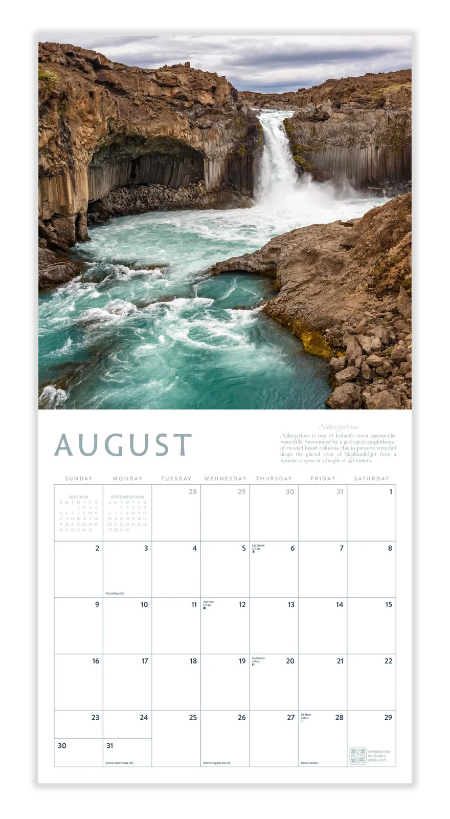 Iceland Calendar 2026 | 12″ x 24″ 12 Month Calendar | Marble City Press
