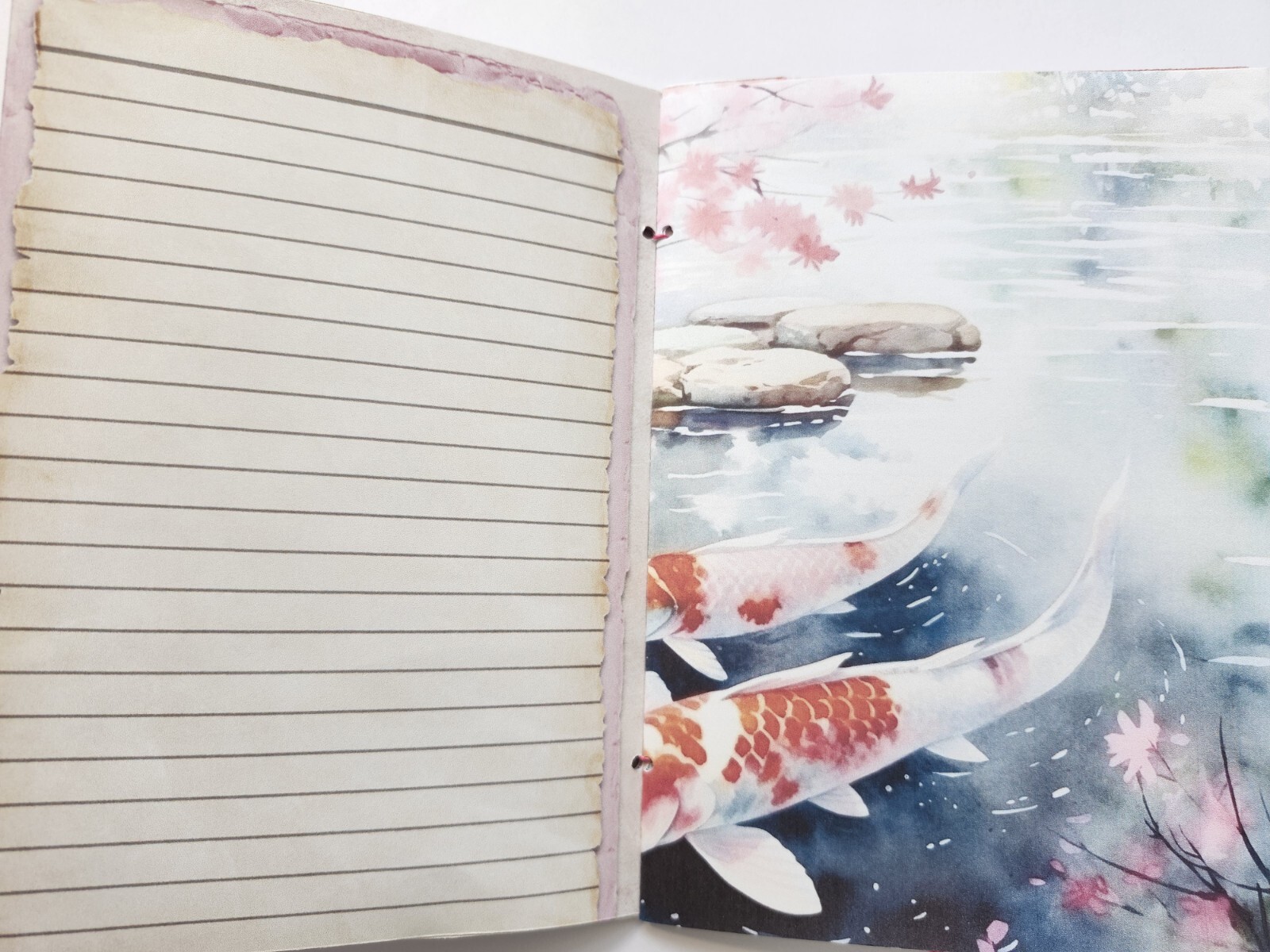 Junk Journal Blank Booklet “JAPANESE CHERRY BLOSSOMS” Handmade LG 8.5″x5.5″ 40pg
