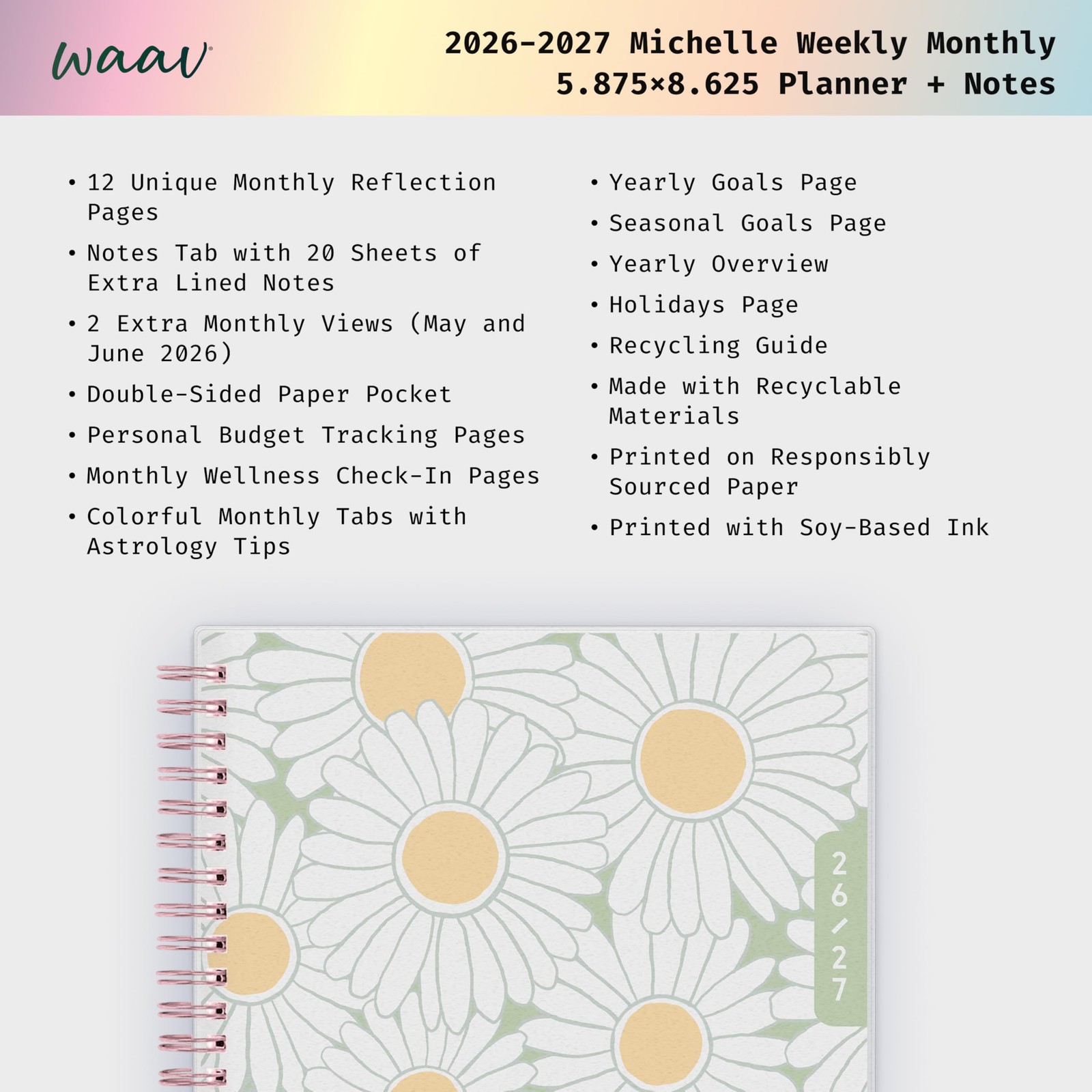 Blue Sky WAAV 2026-2027 Weekly and 5.875″ x 8.625″, Michelle- 2026/2027