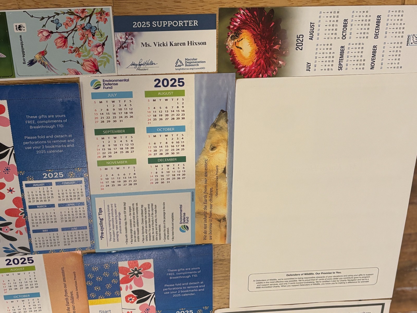 Pocket Calendars & Cards – Lot of 14 – 2025 – 12-Months – Various Charities