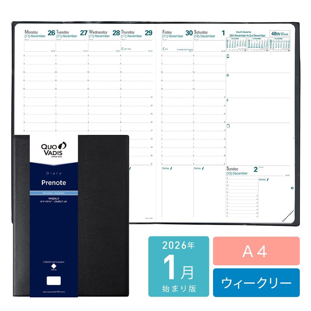 QUOVADIS Diary “Prenote/Ampara” Black qv02401bk