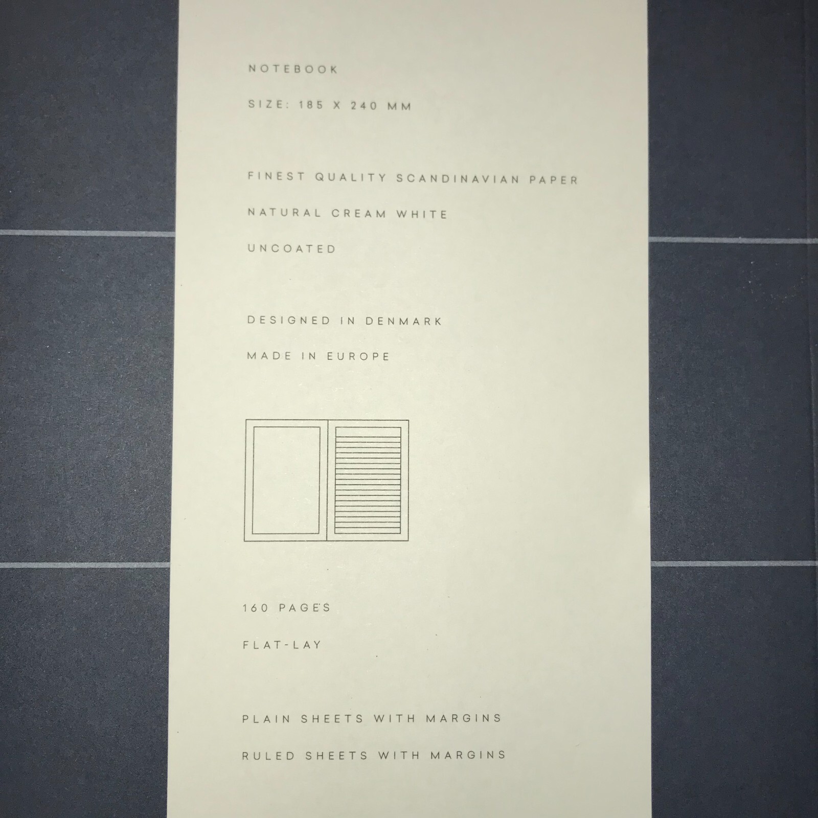 New Writing Journal Notebook, Blue Gray Grid, Blank, Notem Brand 160 Pages