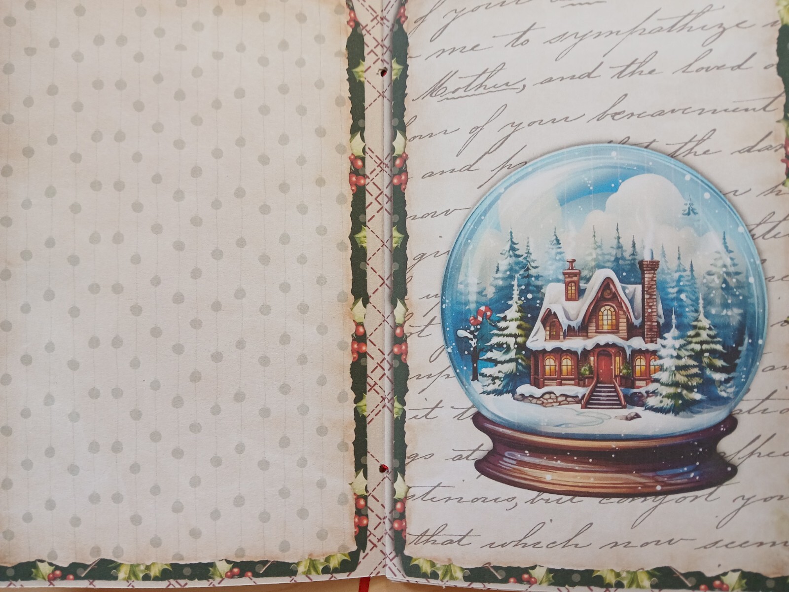 Junk Journal Blank Booklet “HOLLY JOLLY CHRISTMAS ” Lg 8.5″x5.5″ 40pgs