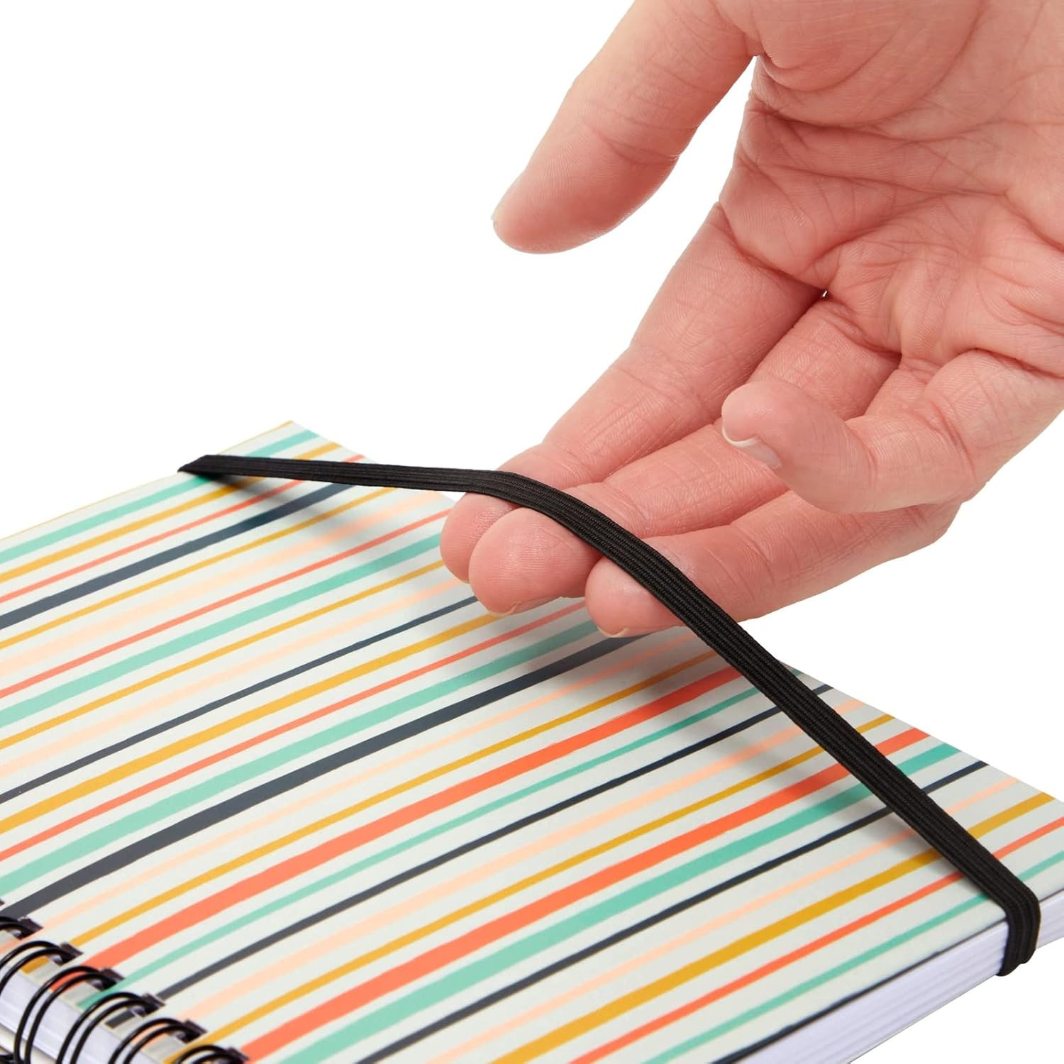 6 Pack 5X7 Spiral Notebooks with Pocket – Small Lined Journals with Elastic Clos