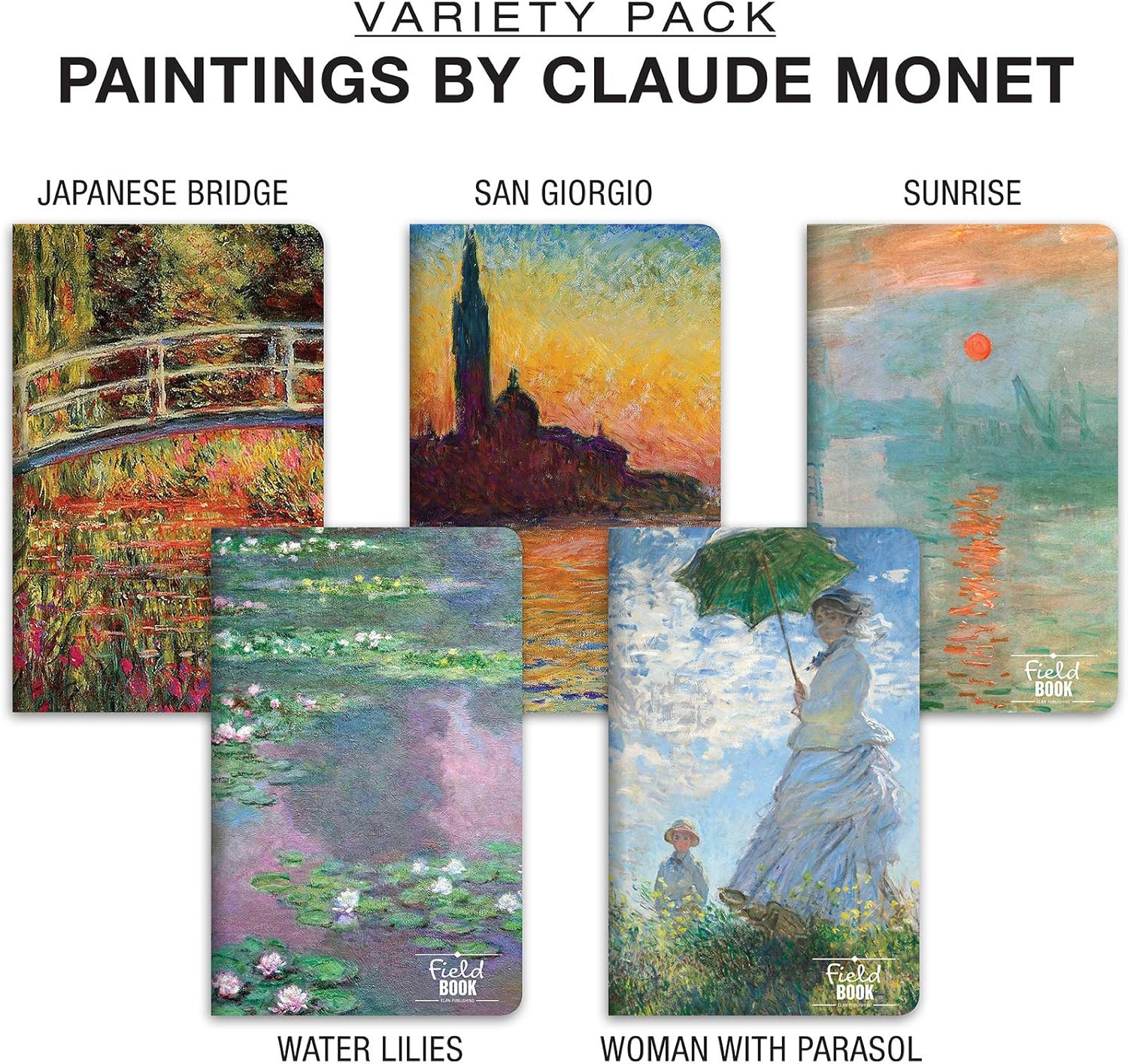 Field Notebook – 5″x8″ – MONET Patterns – Lined Memo Book – Pack of 5