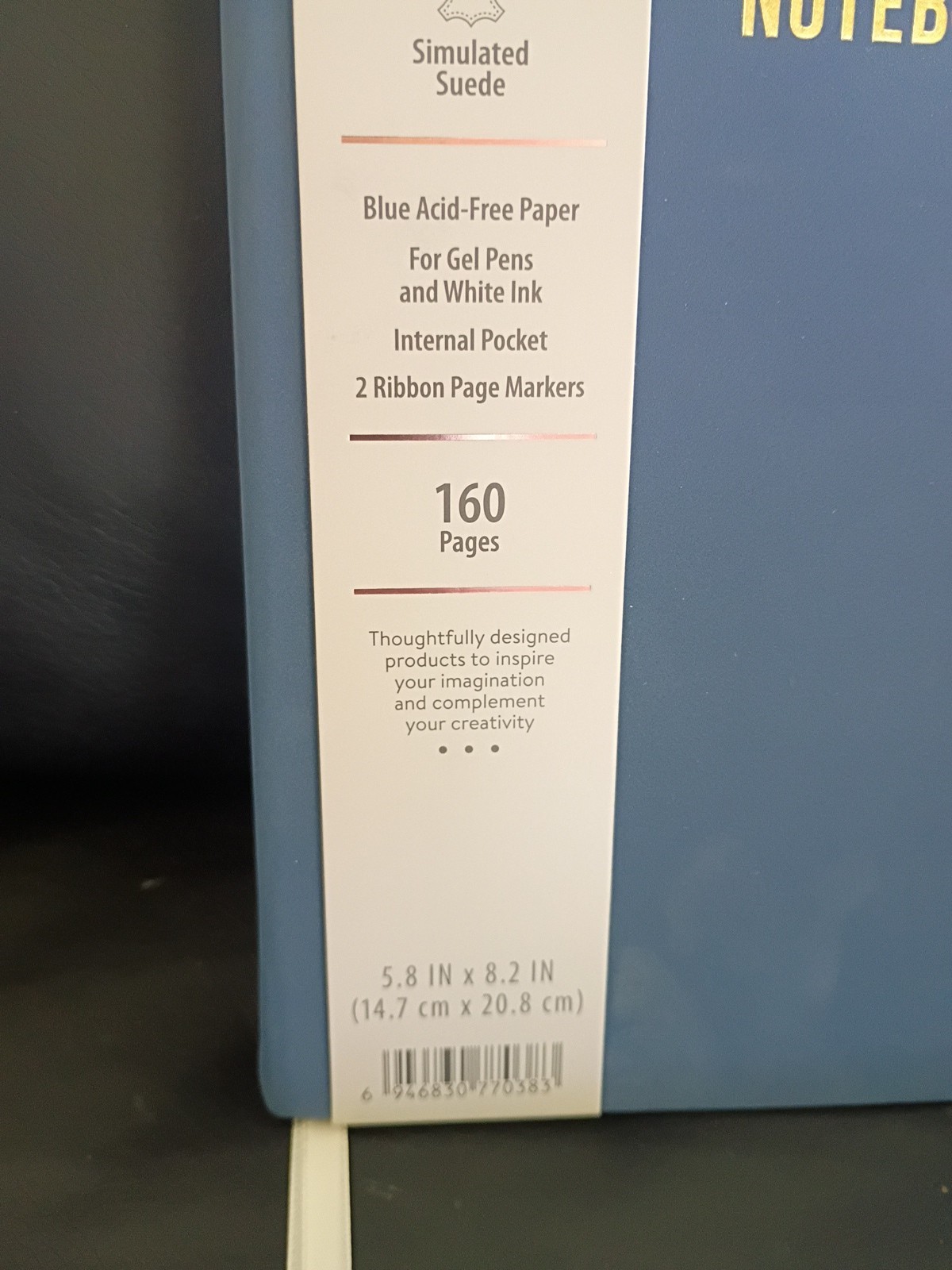 Dotted Notebook Acid-Free 160 Pages Suede Cover Internal Pocket Ribbon Markers