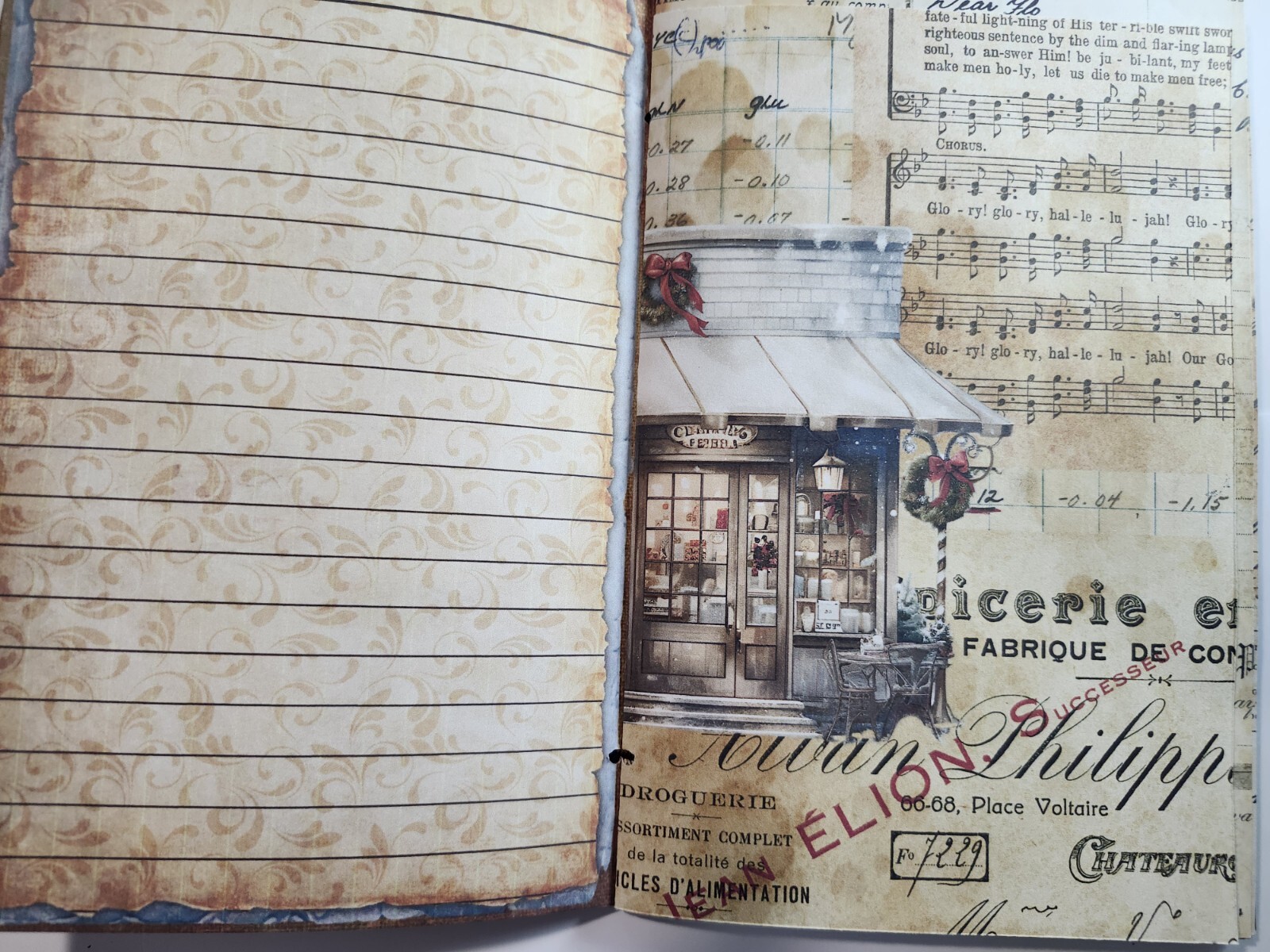 Junk Journal Booklet “COFFEE TIME” HANDMADE Cards, Pockets, Ephemera + more!