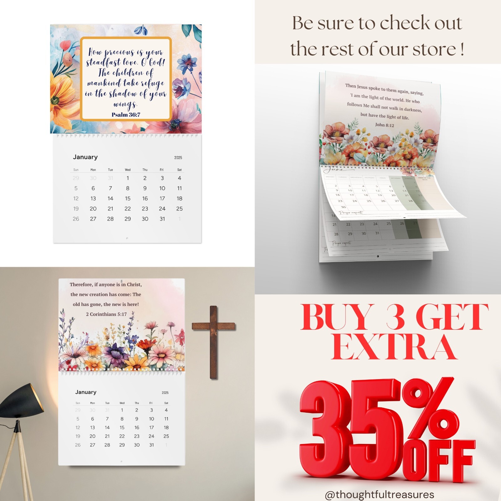 Psalms 2026 Wall Calendar 12 Month 11″ X 8.2″ Bible Verse Wall Calendar