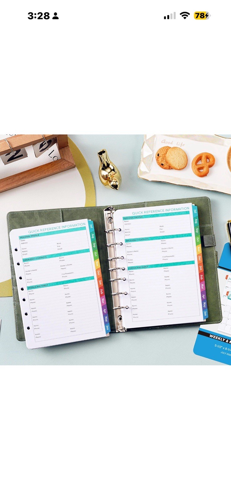 A5 Planner Refills 2026-2027 Weekly Monthly Inserts 7 Hole Jul26-Jun27 Tabs (