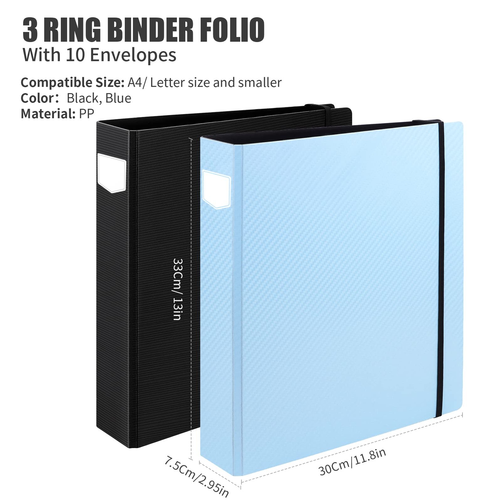 Uquelic Large Folio Document Organizer, Important Large, Black