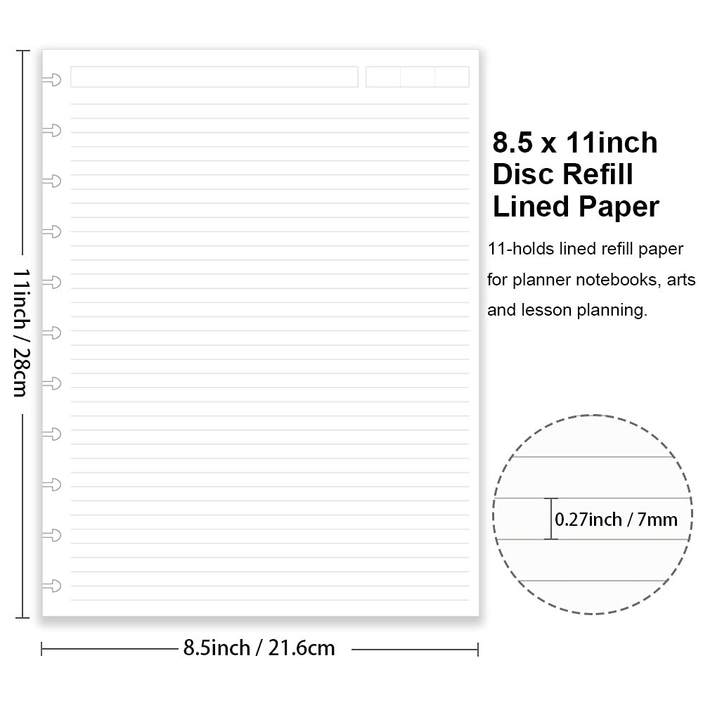 Letter Size Discbound Refill Paper, Disc Paper Refill for TUL Custom Note-Taking