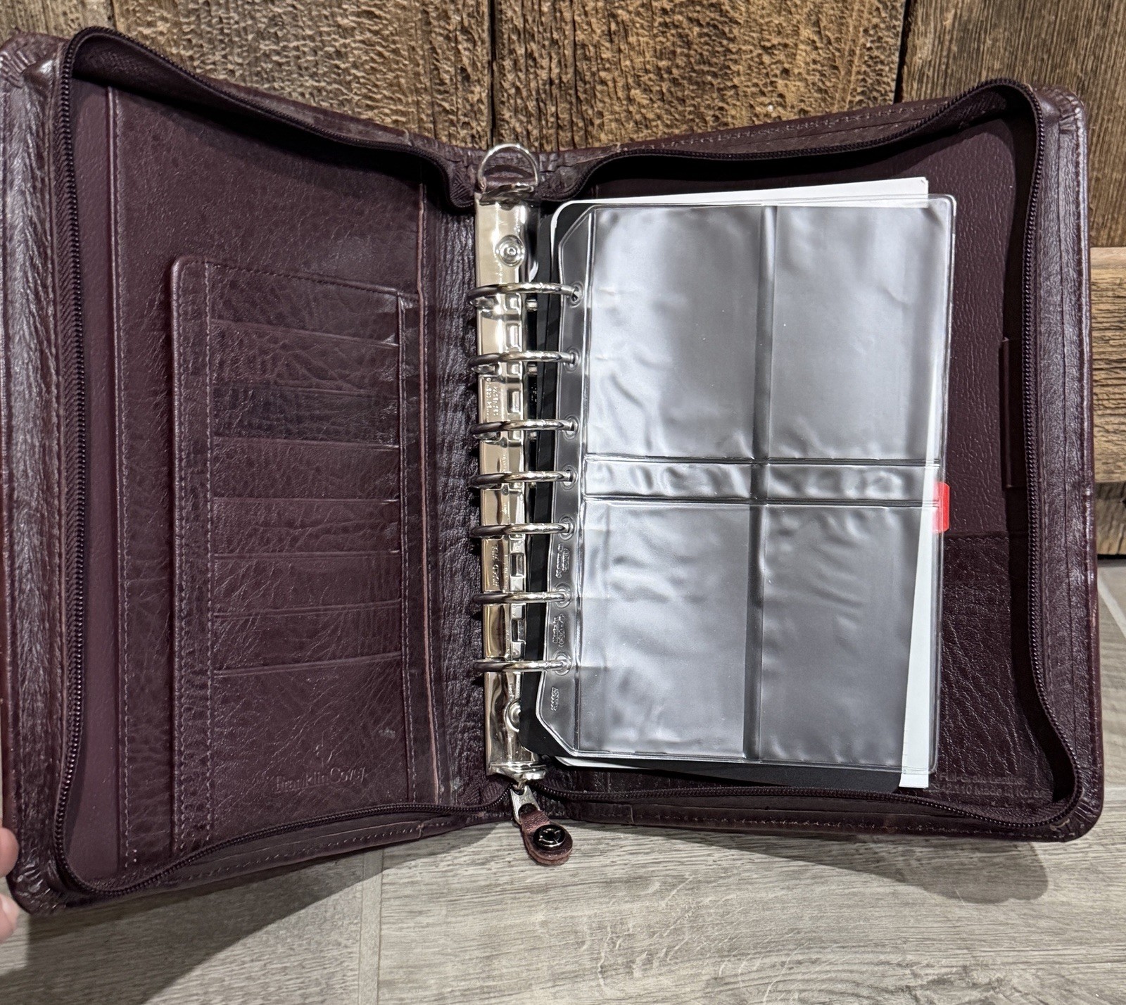Franklin Covey Burgundy Leather Planner Organizer Binder 7 Ring Zip Around