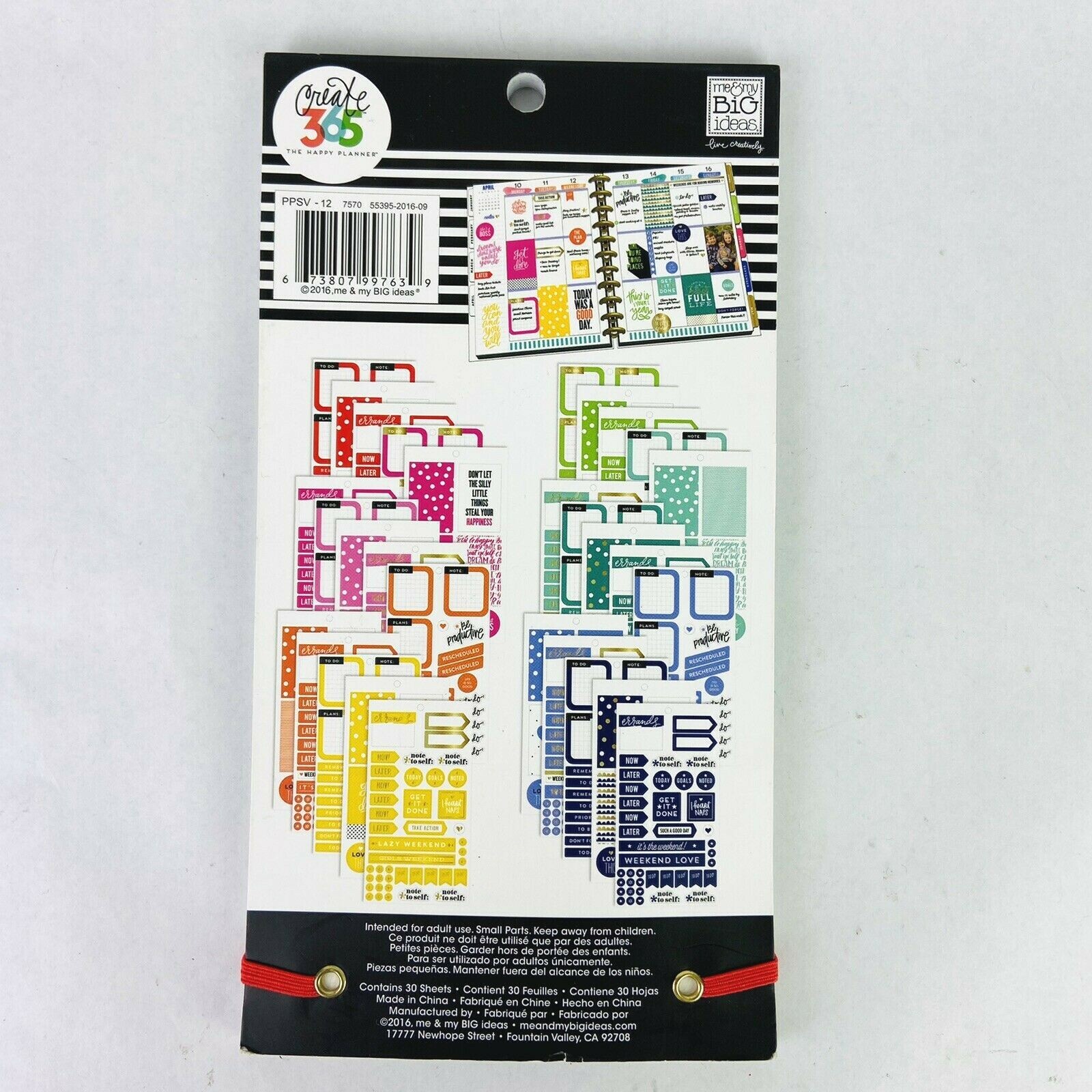Create 365 The Happy Planner Stickers Rainbow 720 Stickers 30 Sheets 9″ x 4.75″