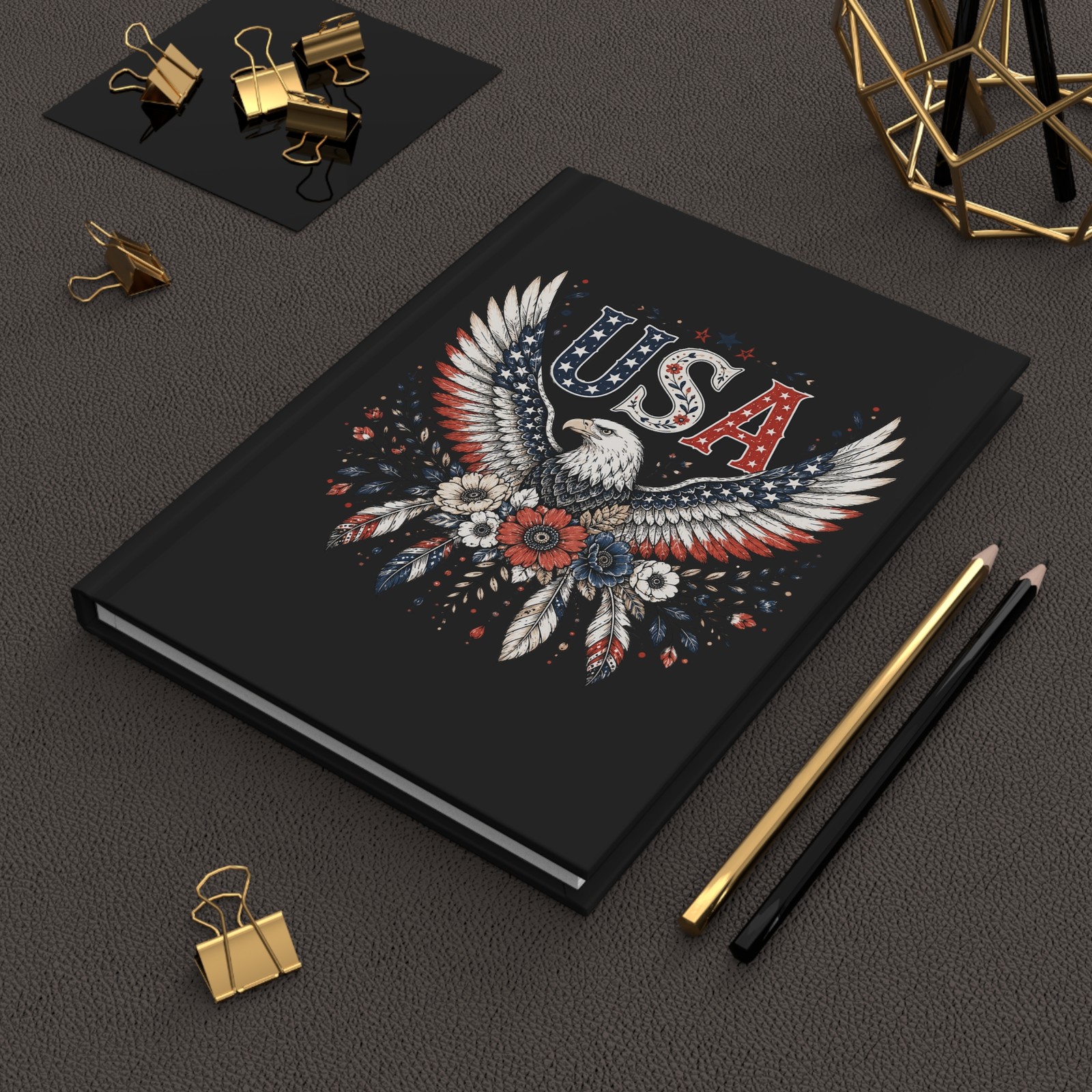 USA Eagle Wings Journal Patriotic American Flag Notebook Military Veteran Gift