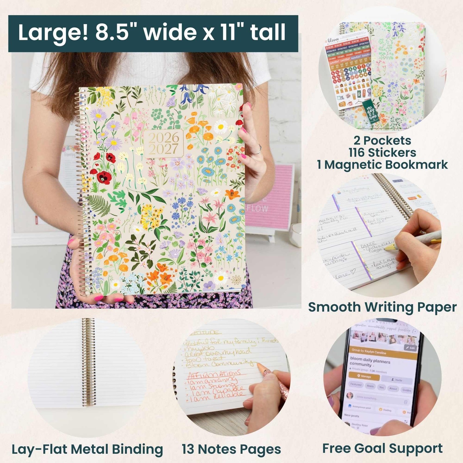 bloom daily planners 2026-2027 Planner (8.5” 8.5″ x 11″, Garden Party 2026-27