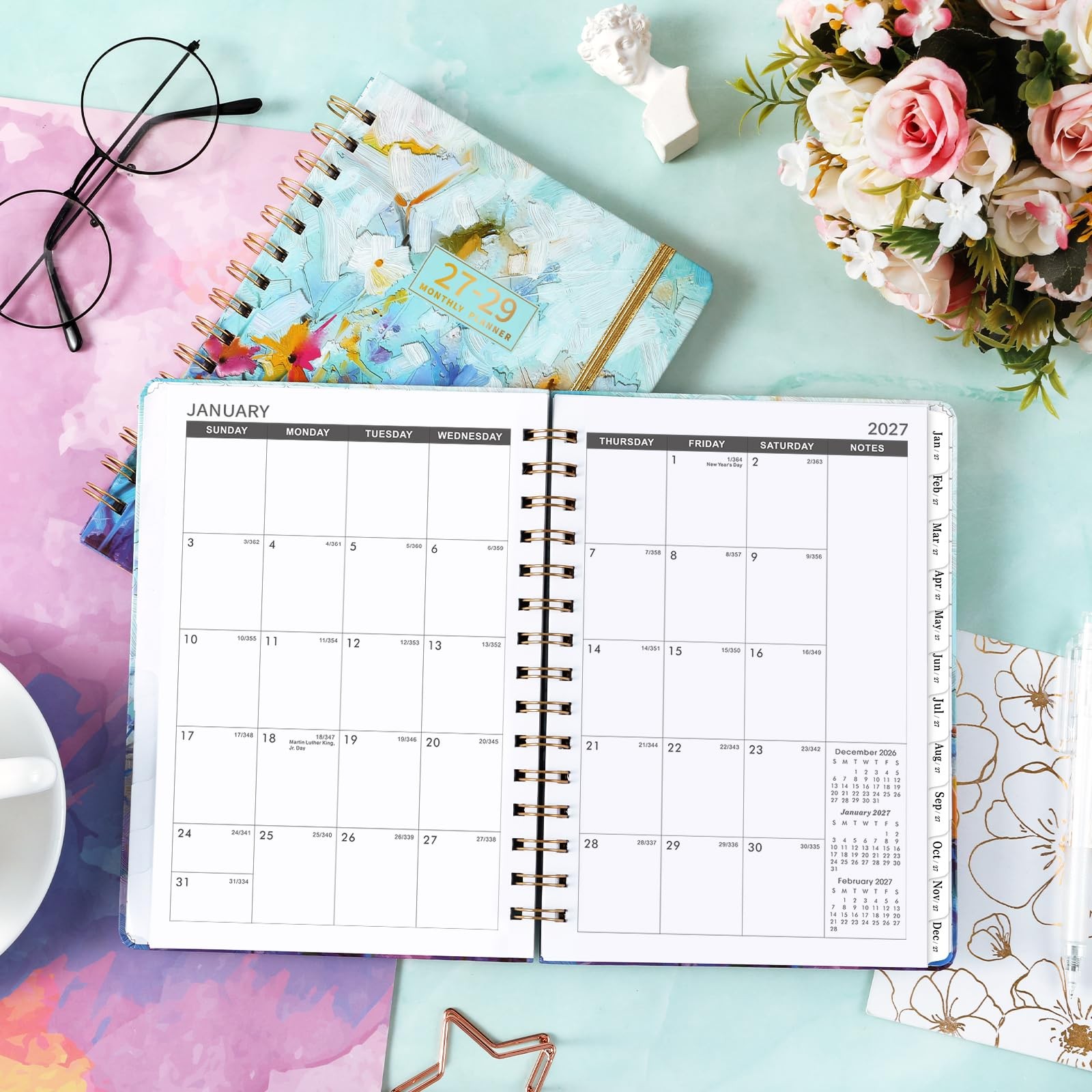 2027-2029 Monthly Planner/Calendar – 3 Year 6.3″ x 8.4″, oil painting