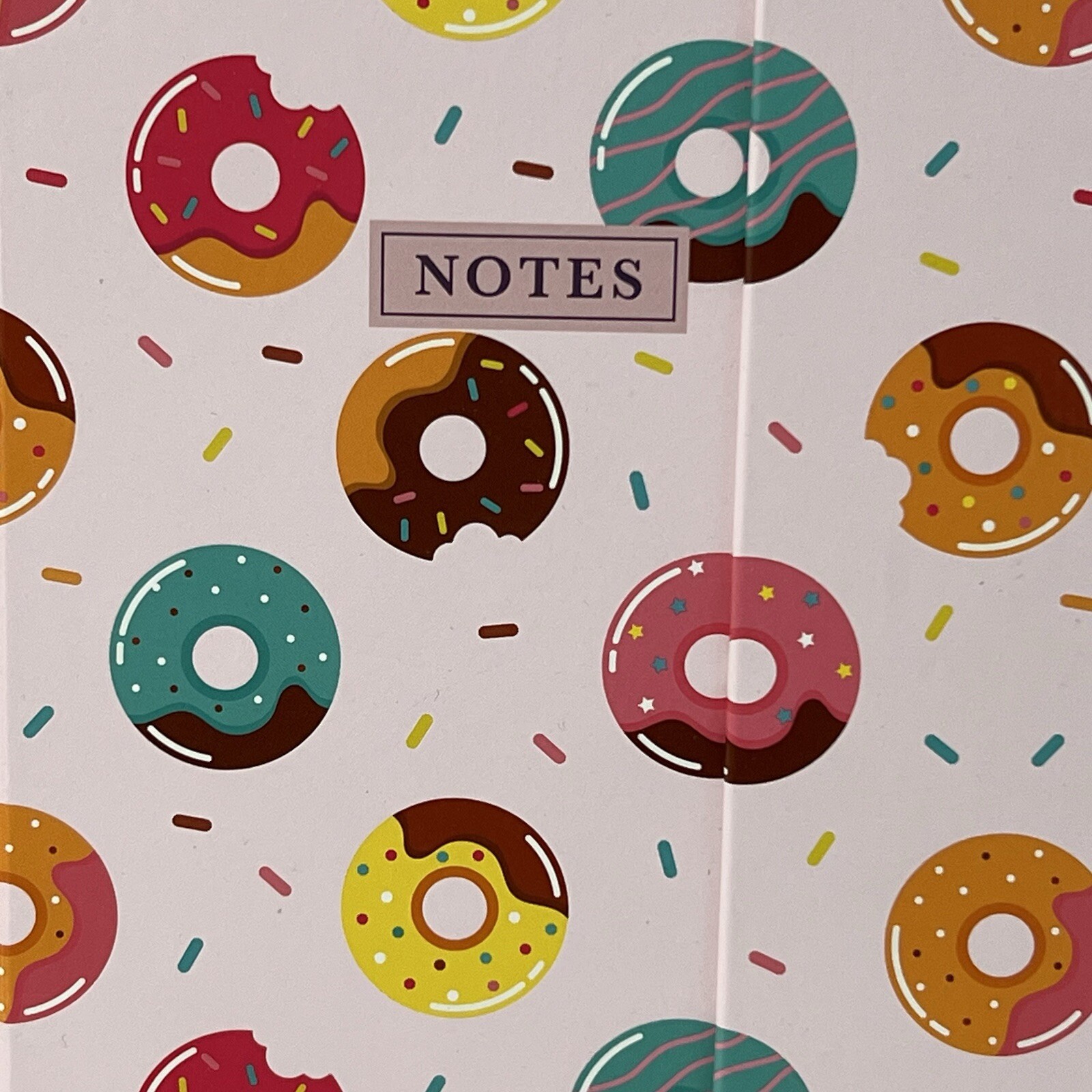 DONUT Hardcover Notebook Journal Pink Colorful Lined Flap