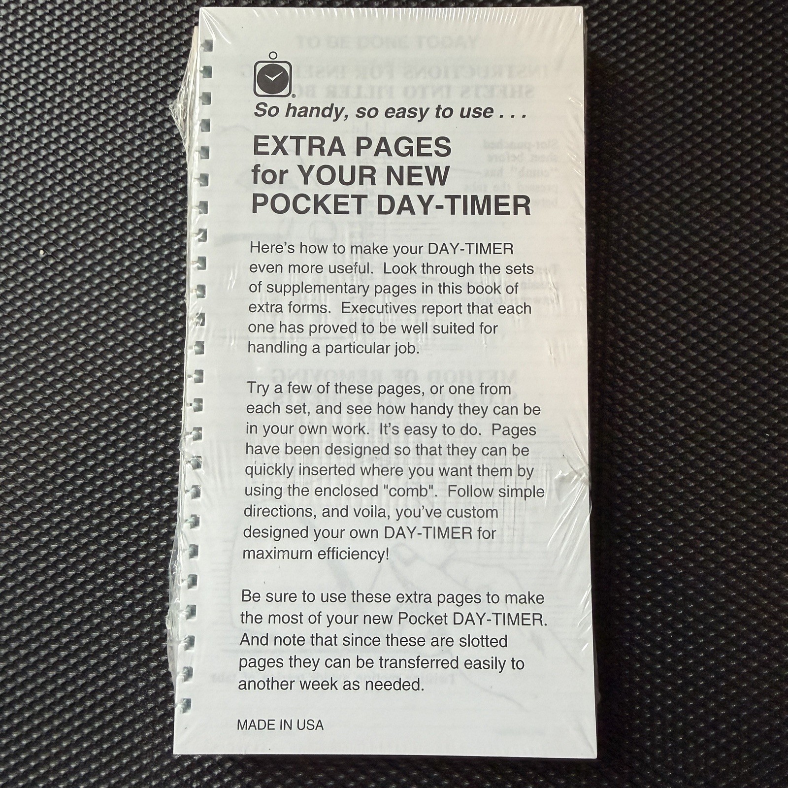 4 Pack POCKET DAY-TIMER SHEETS EXTRA PAGES VTG ORIGINAL PAPER REFILL NOS