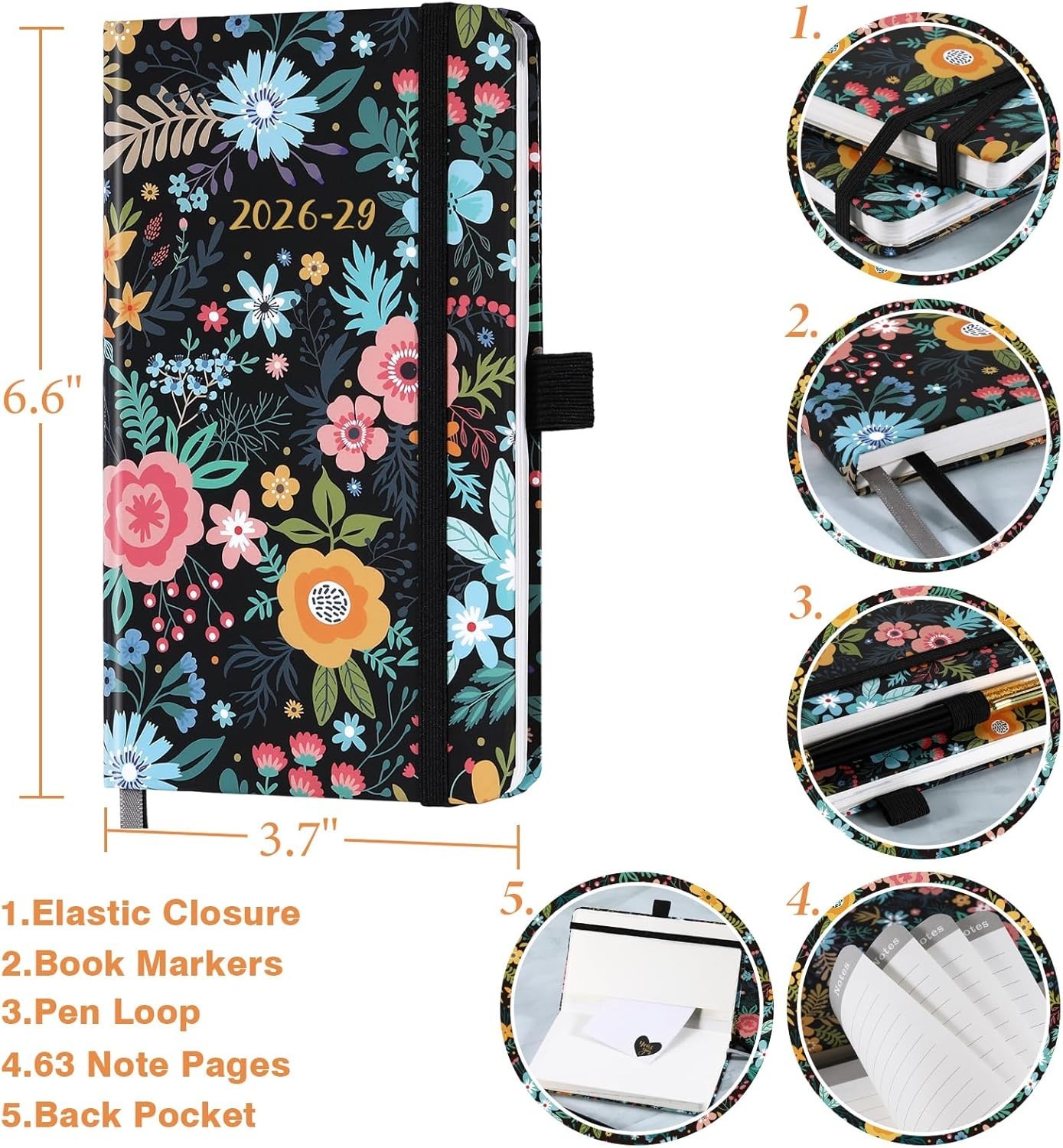 Versatile Monthly Organizer 2026-2029 with Pen Holder & Holiday Highlights